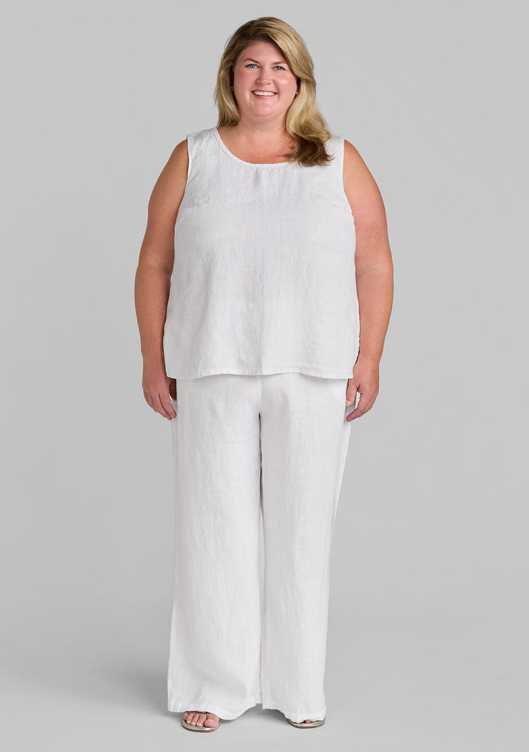 FLAX linen tank in white with linen pants in white