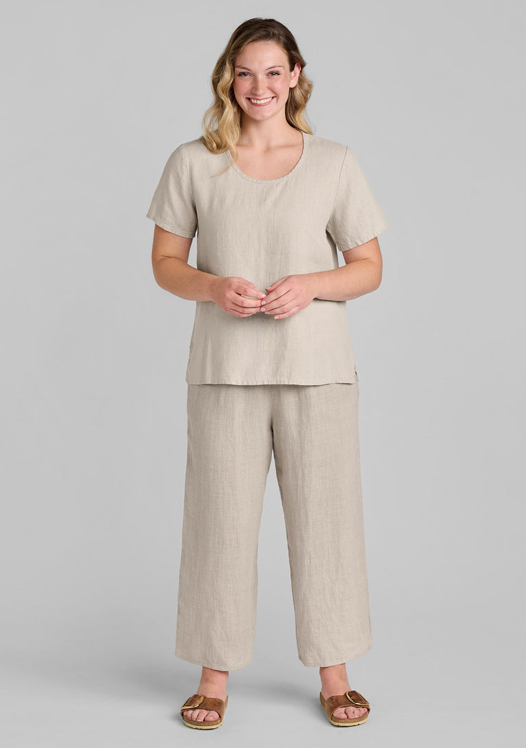 FLAX linen shirt in natural with linen pants in natural