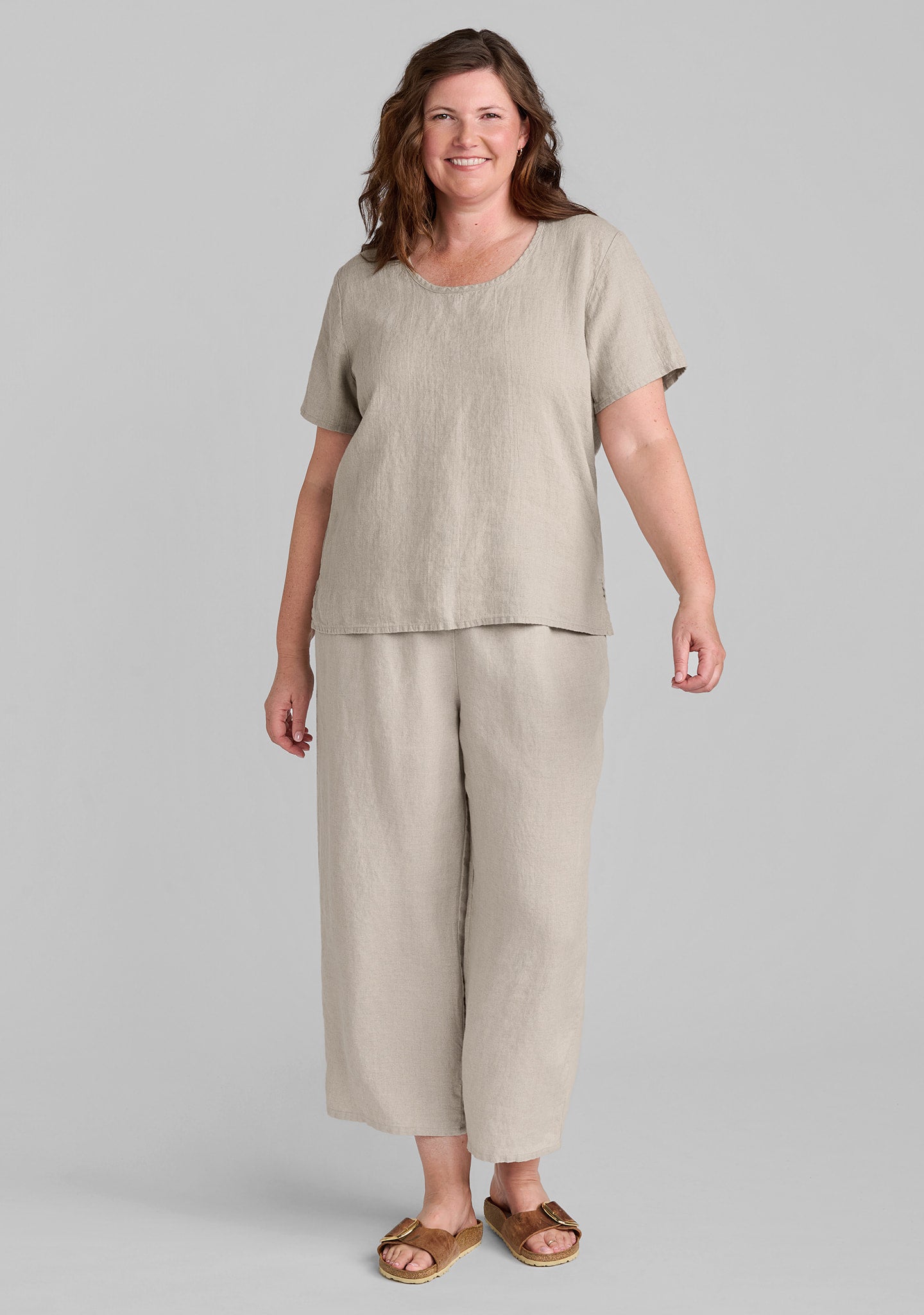 FLAX linen shirt in natural with linen pants in natural