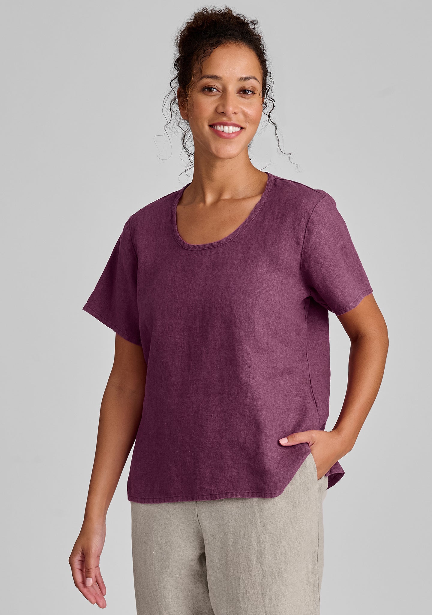 fundamental tee linen t shirt purple