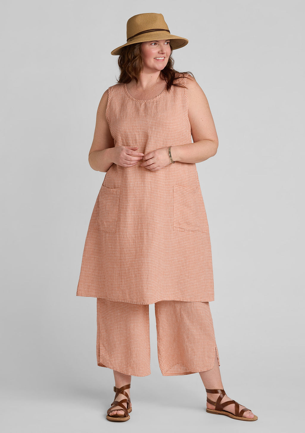 gathered back dress linen shift dress orange