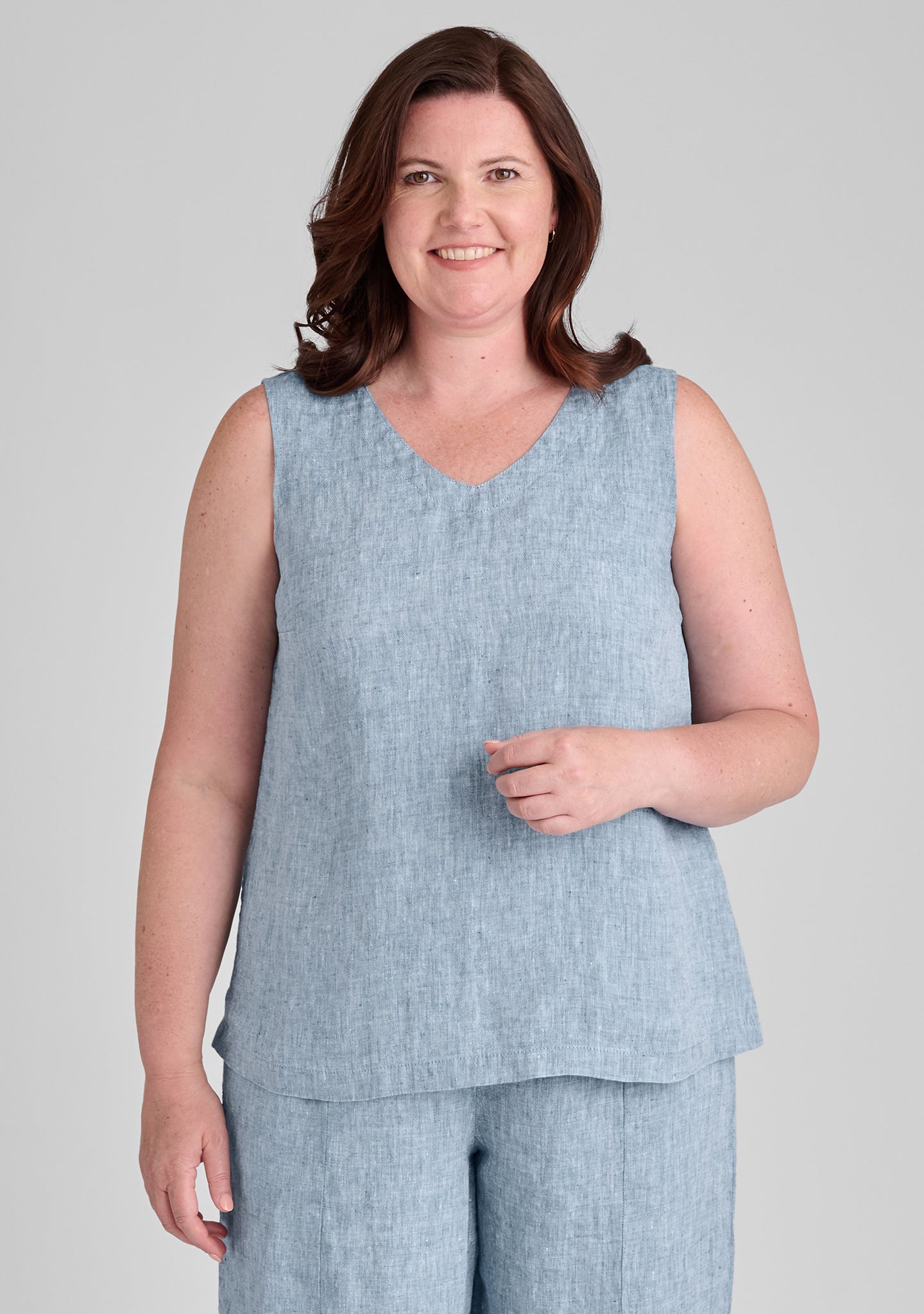 gem tank linen tank blue