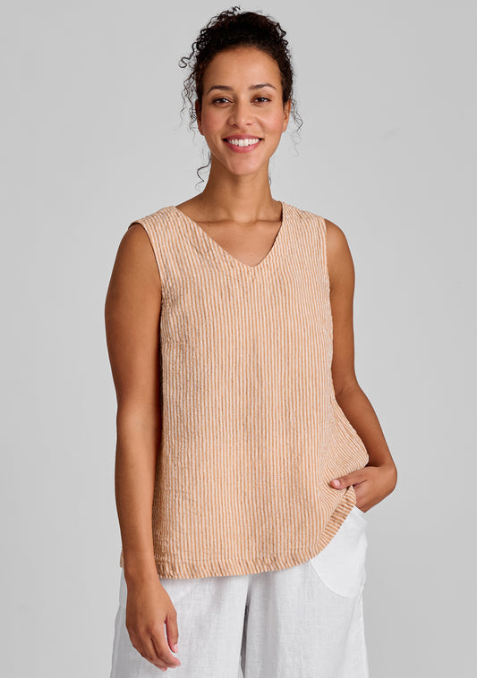 Double Layer Linen-Like Tank Top in Black