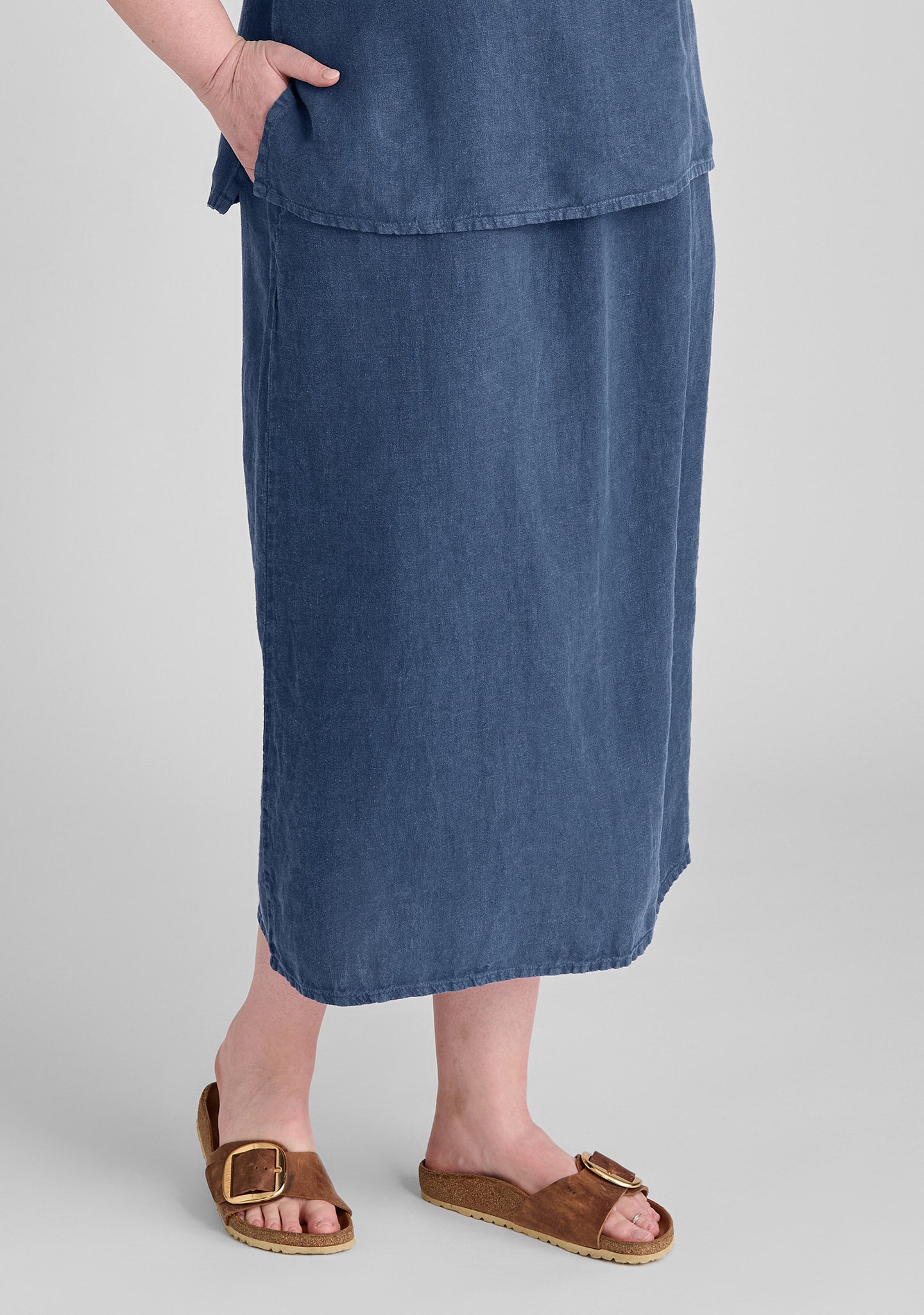 Go To Skirt - Linen Maxi Skirt - Baltic Sea