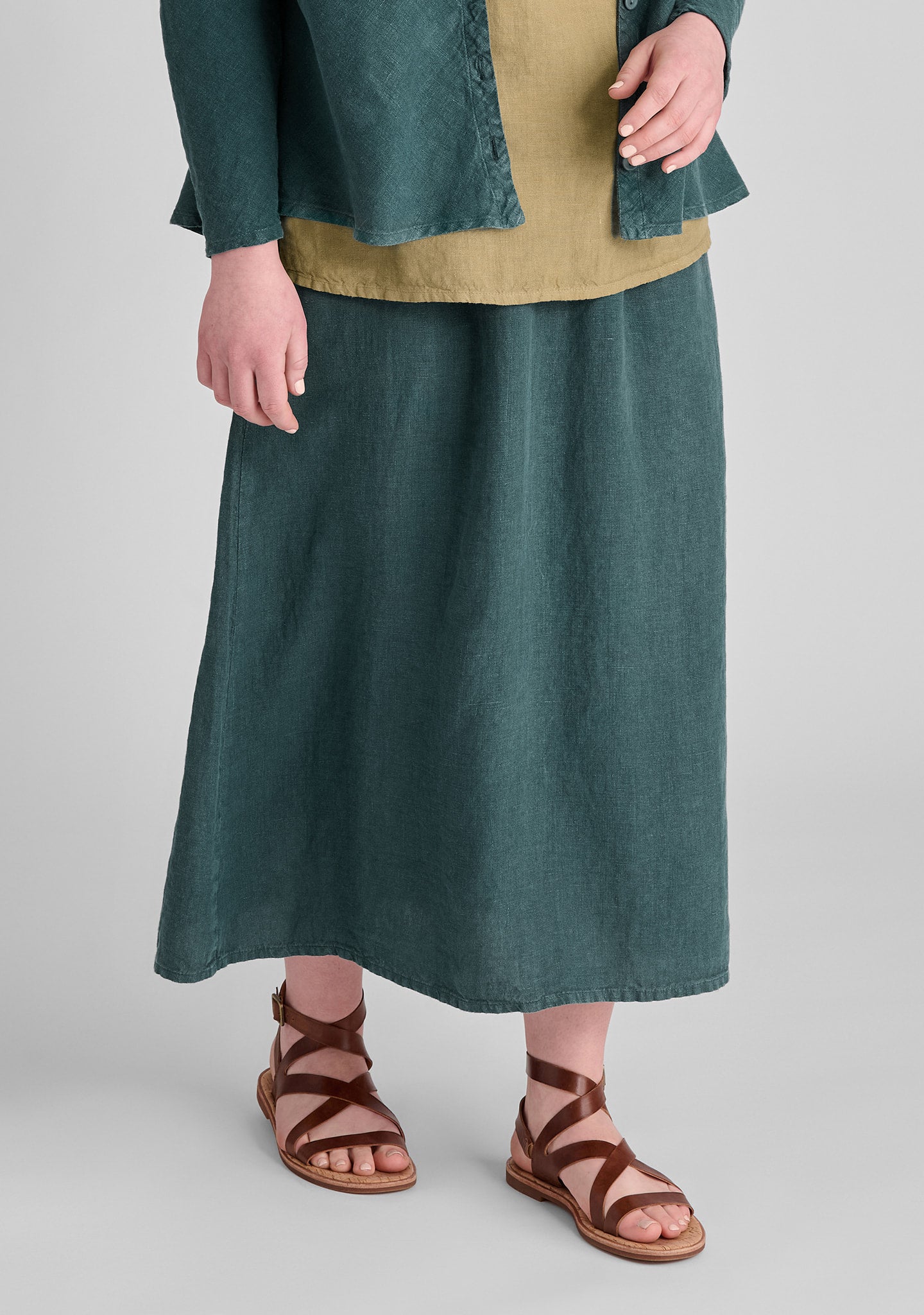 go to skirt linen maxi skirt green