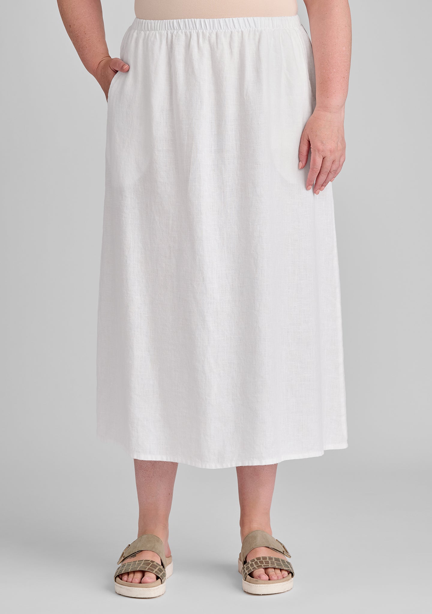 go to skirt linen maxi skirt white