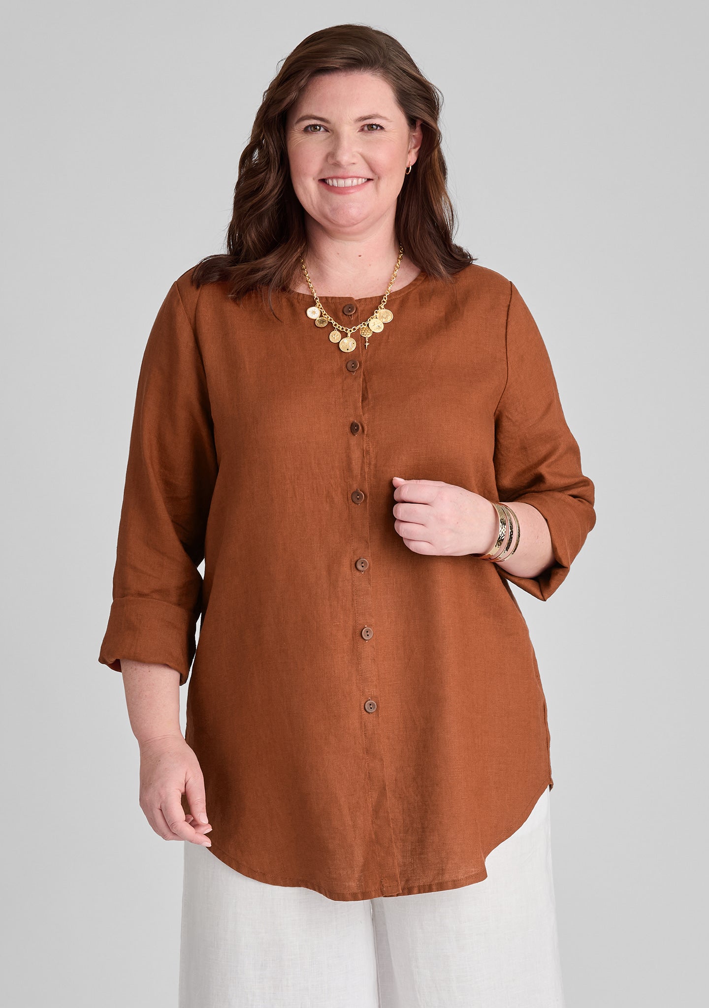 Gotcha Blouse - Linen Cardigan - FINAL SALE - Canyon