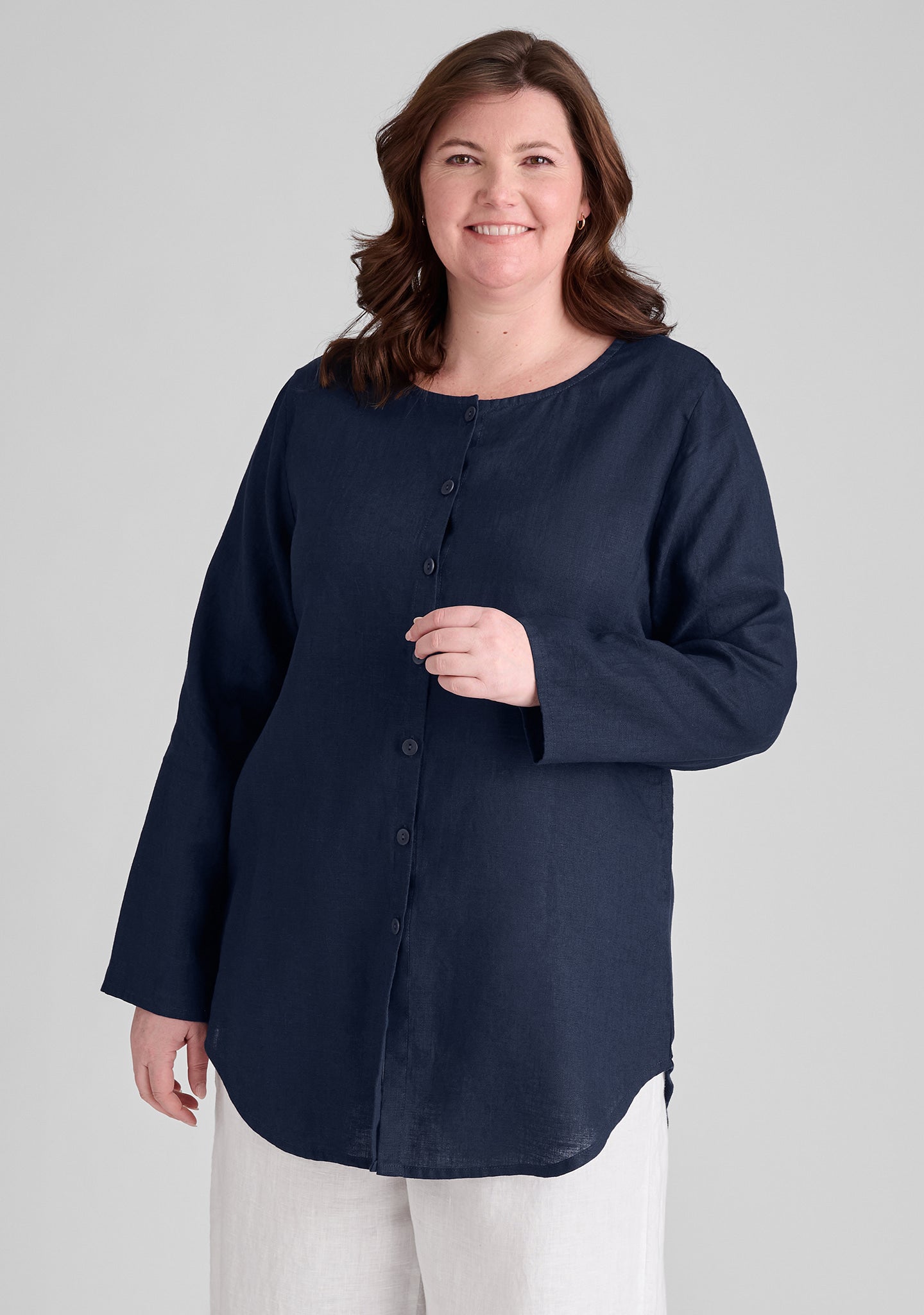 Gotcha Blouse - Linen Cardigan - FINAL SALE - Midnight