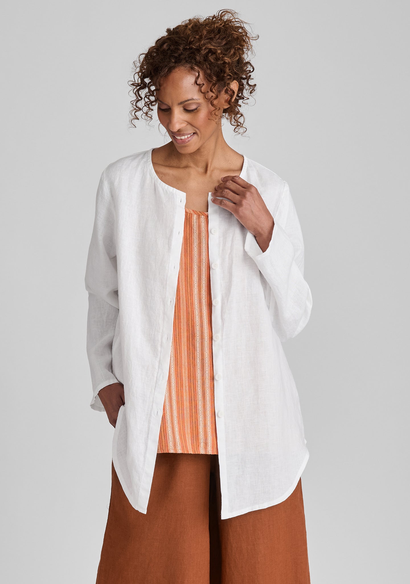 Gotcha Blouse - Linen Cardigan - FINAL SALE - White