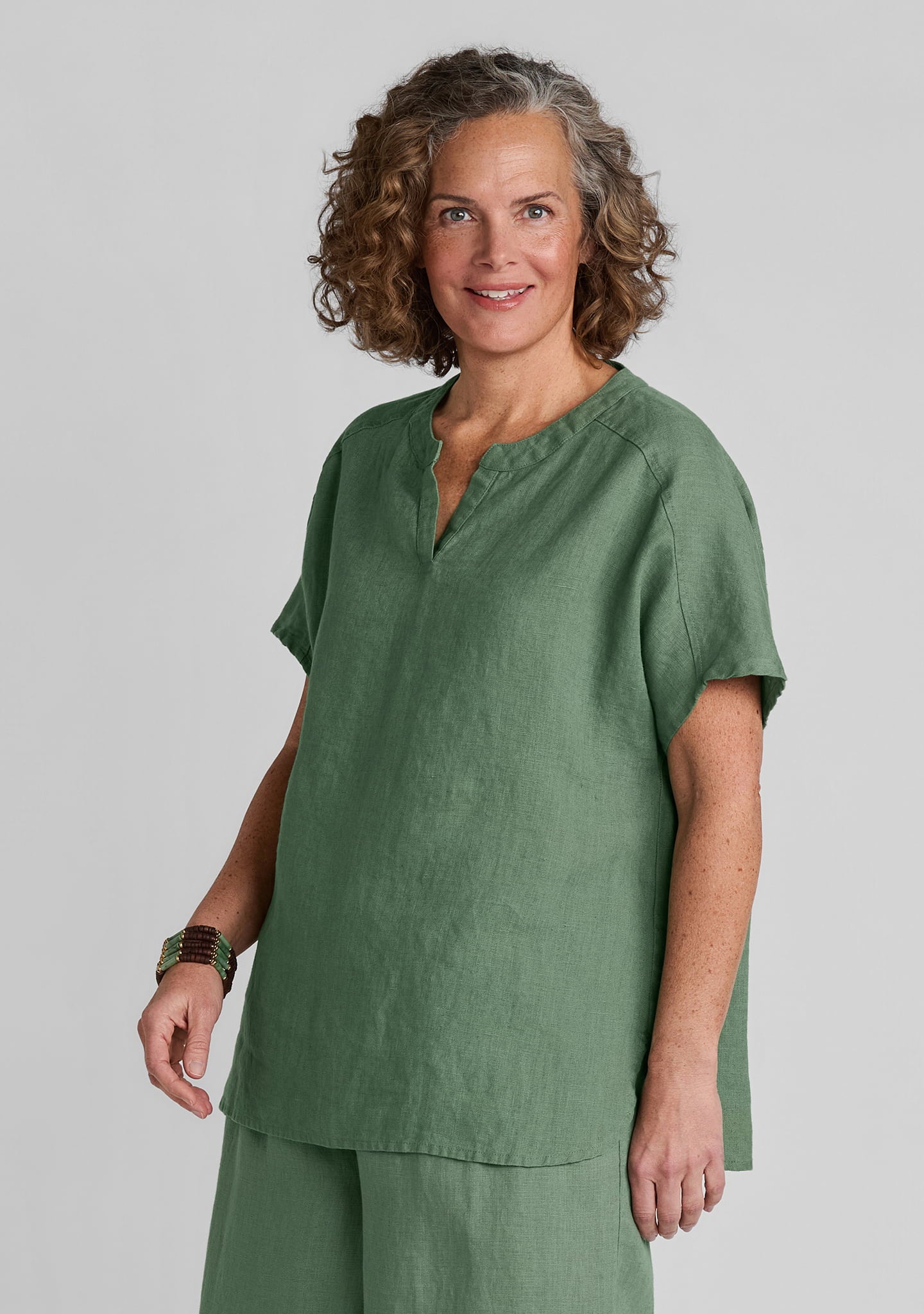 Graceful  Blouse - Linen Pullover - Sage