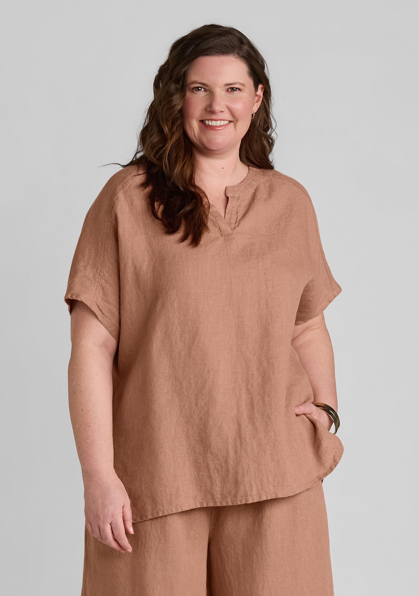 graceful blouse linen pullover brown