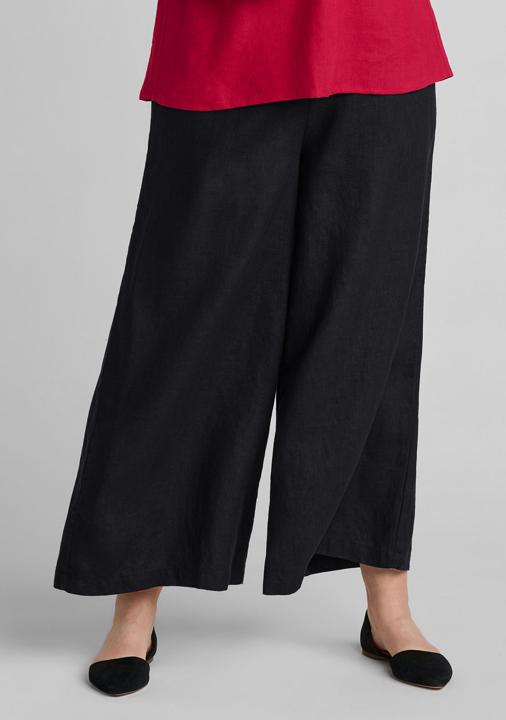 graceful flood wide leg linen pants black