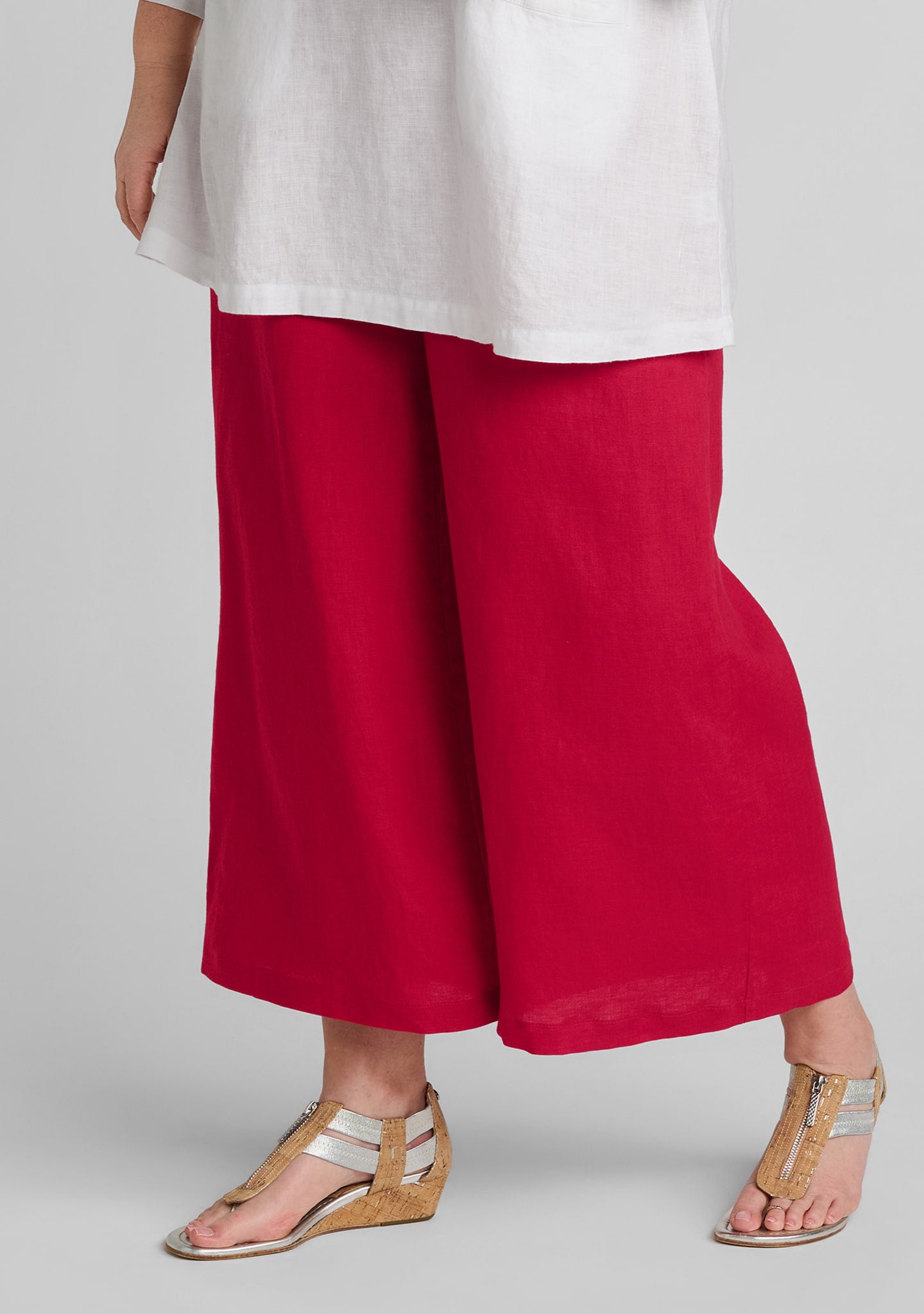 Graceful Flood - Wide Leg Linen Pants - Lipstick