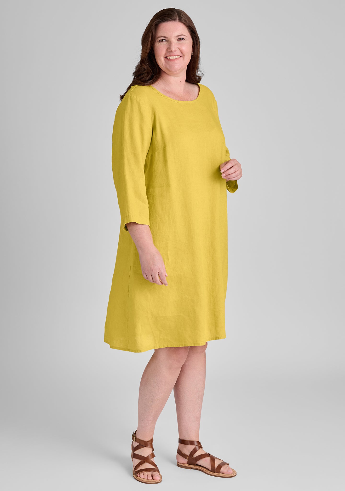 Happy Gathers Dress - Linen Shift Dress - FINAL SALE Citrine / P