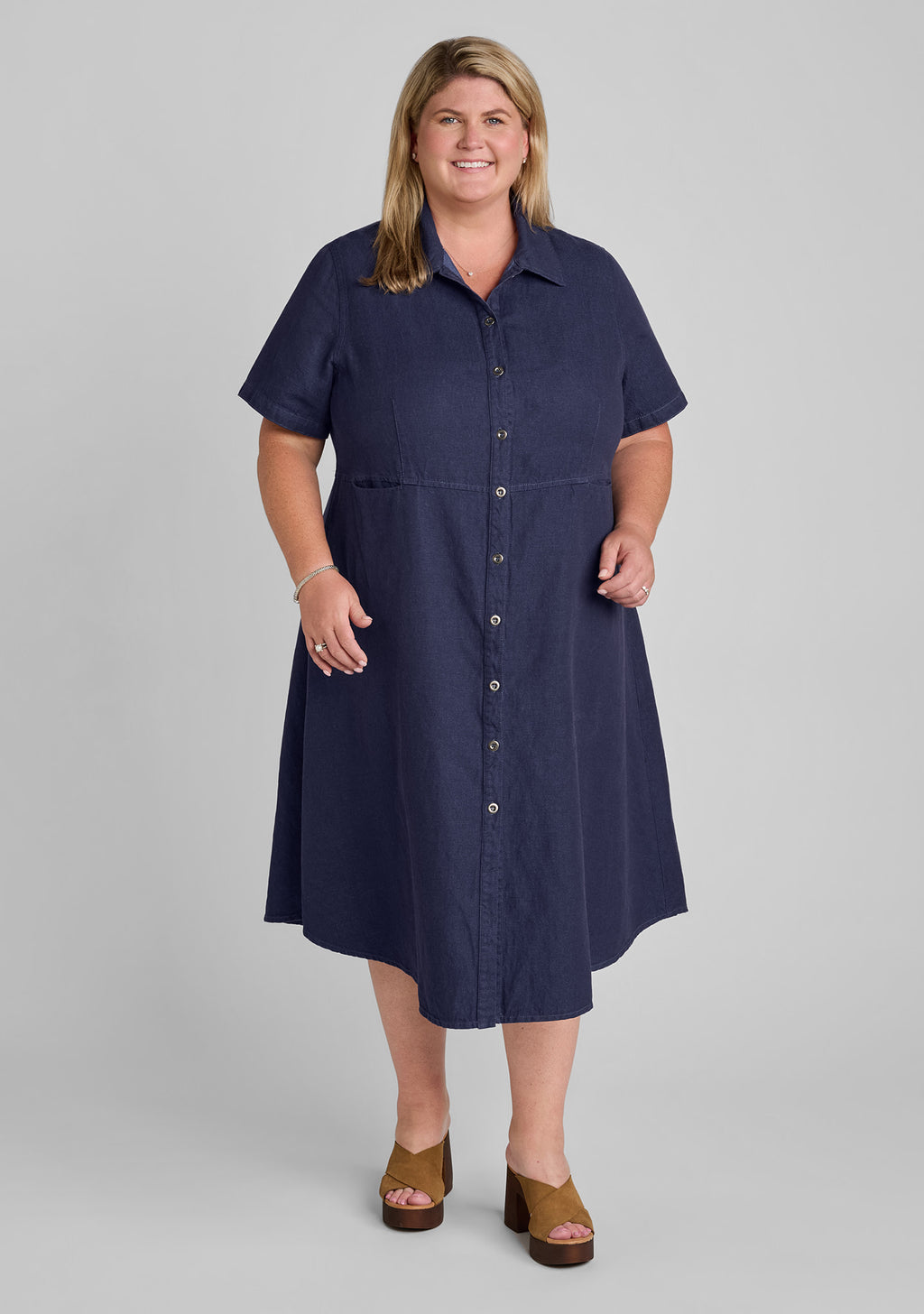 denim dress on plus size model wearing size 1G