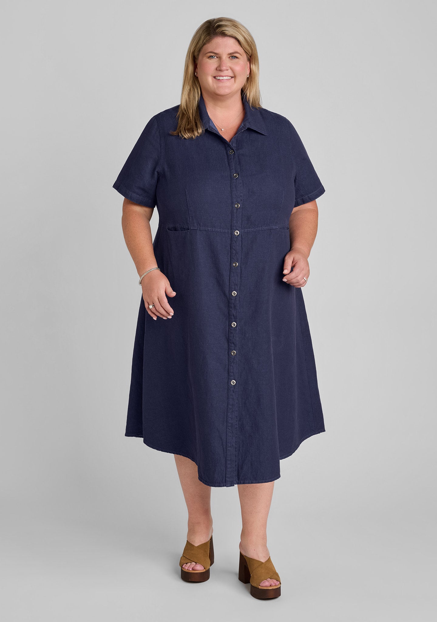 denim dress on plus size model wearing size 1G