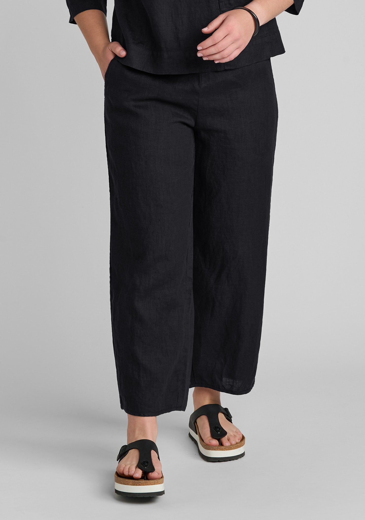 hip hop floods linen pants black