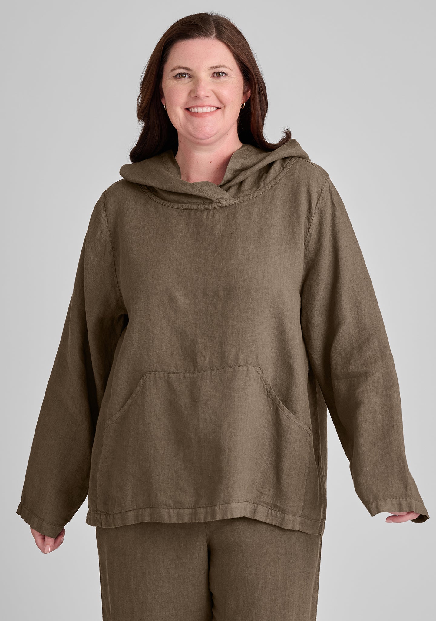 hoodie linen hooded shirt brown