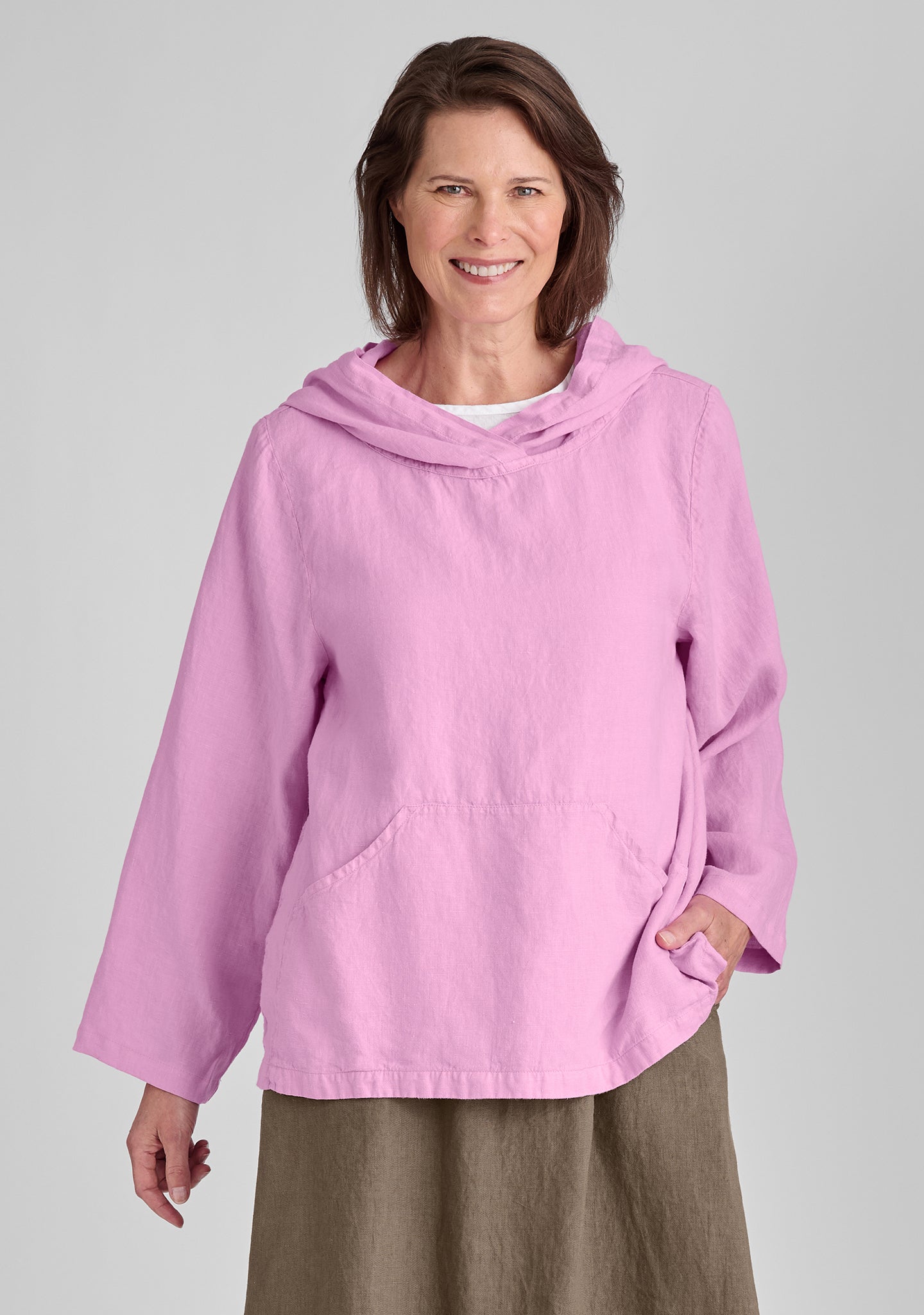 hoodie linen hooded shirt pink