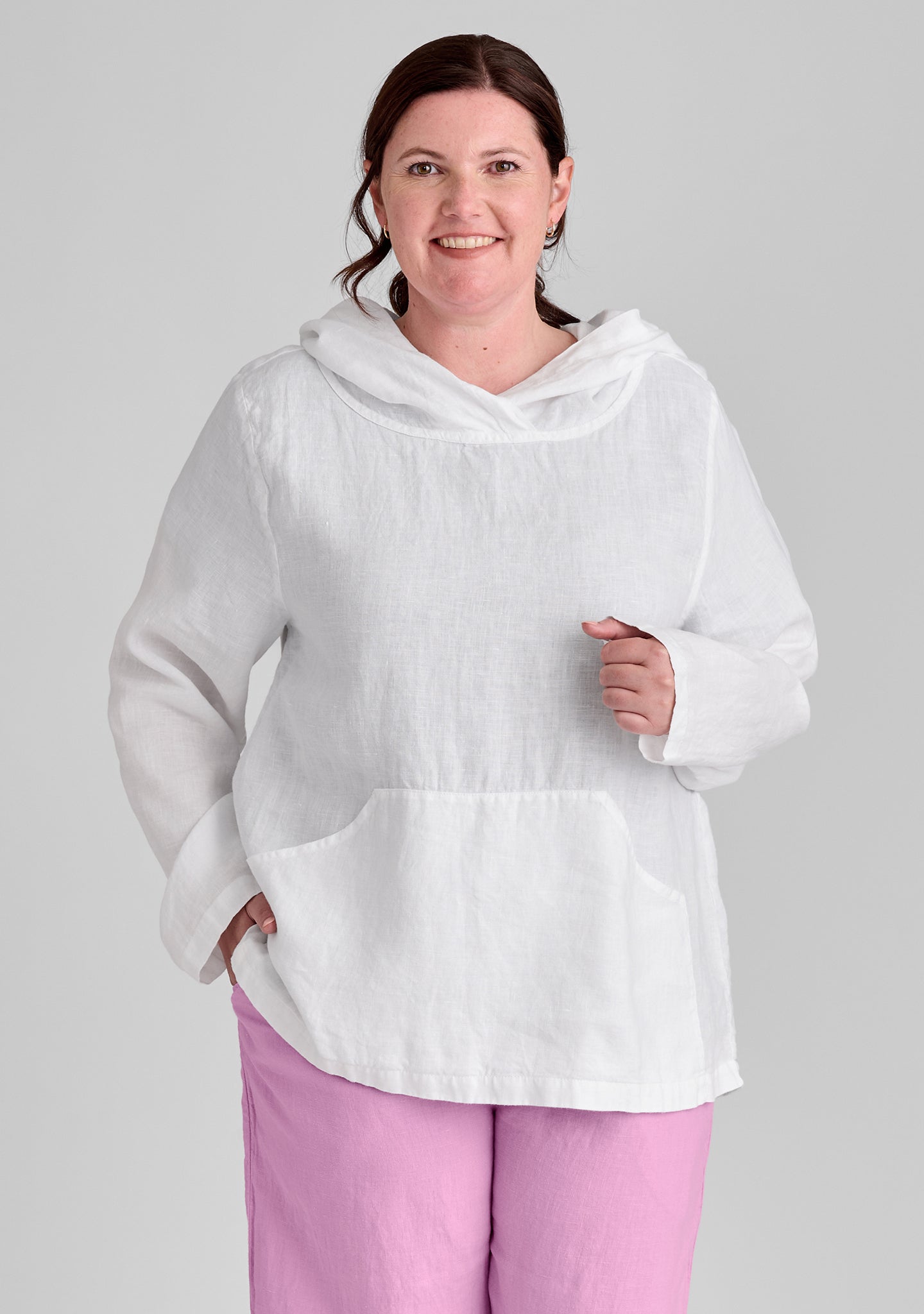 Hoodie - Linen Hooded Shirt - FINAL SALE - White