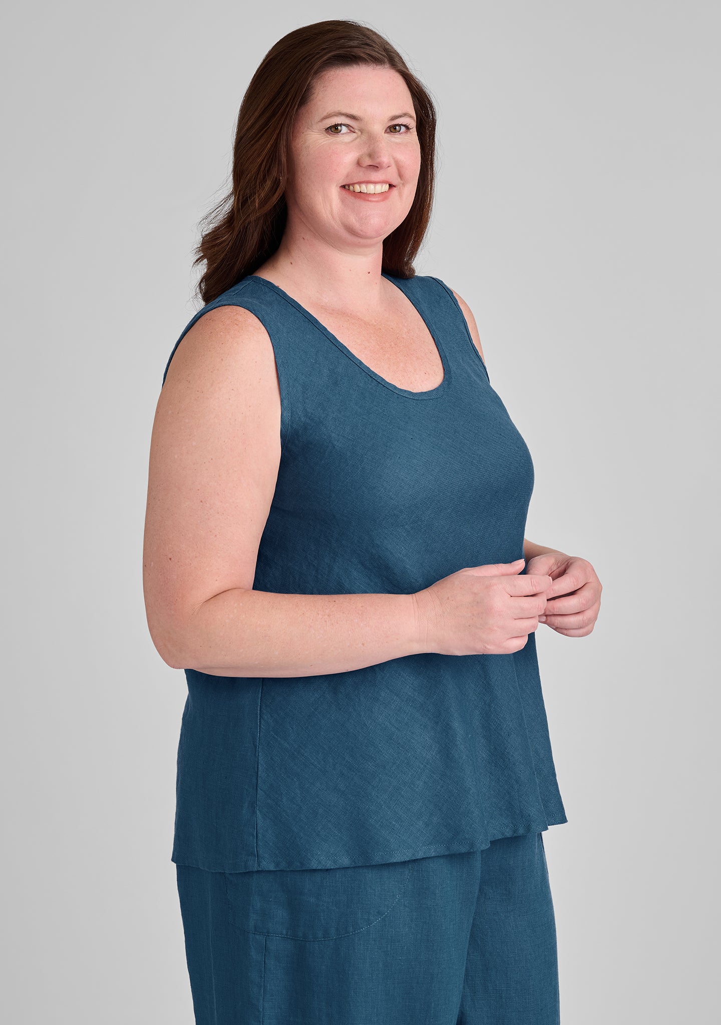 Jasmine Tank - Linen Tank - FINAL SALE - Dark Teal