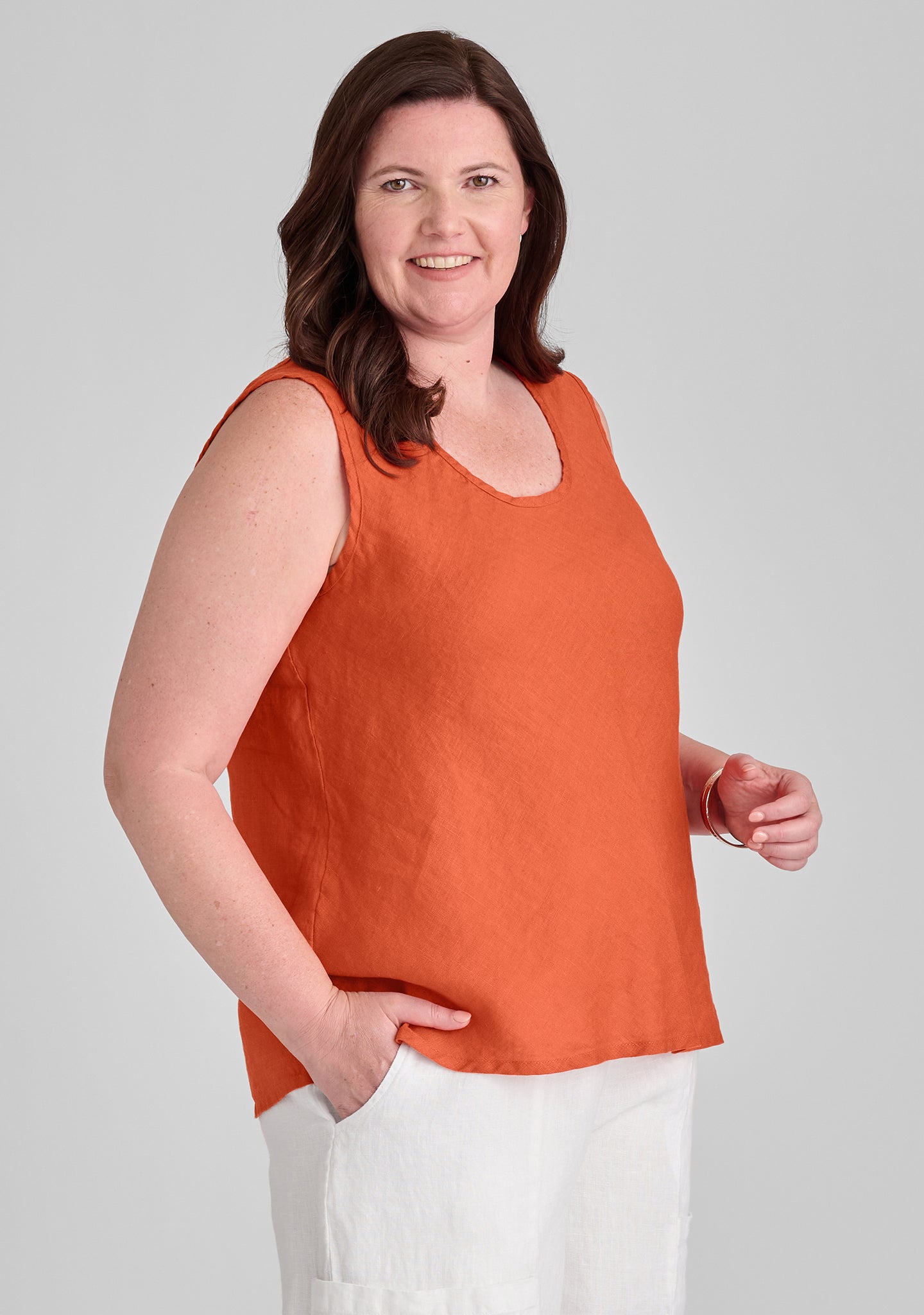 jasmine tank linen tank orange