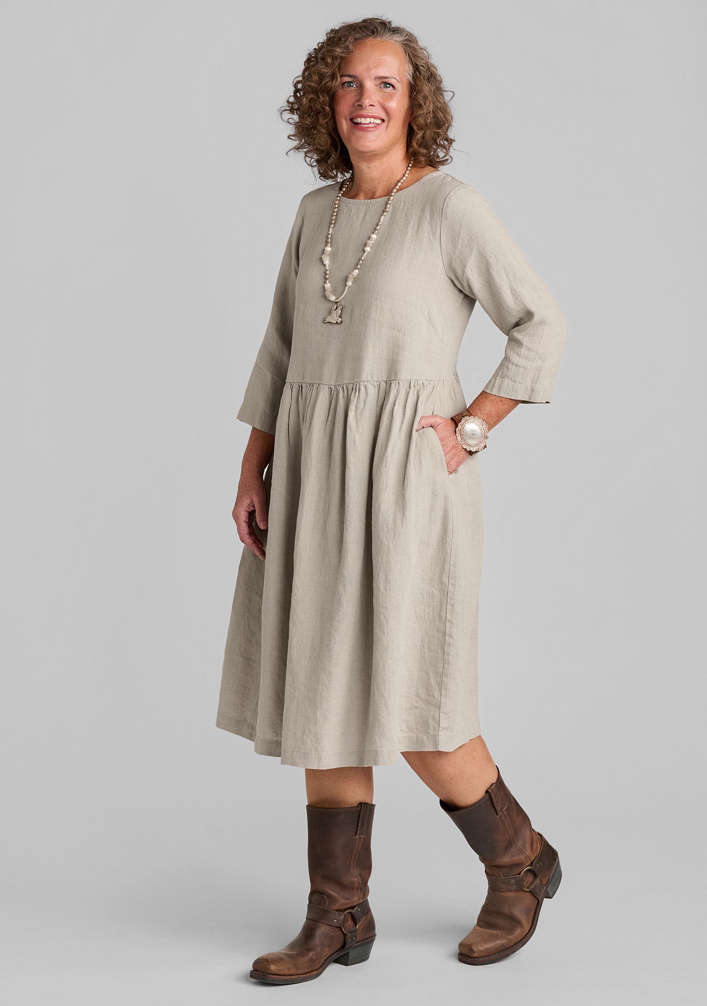 Jolie Dress - Linen Dress - Natural