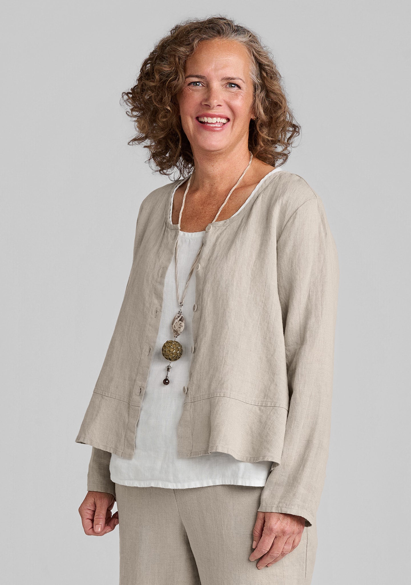 Jolly Jacket - Linen Cardigan - Natural