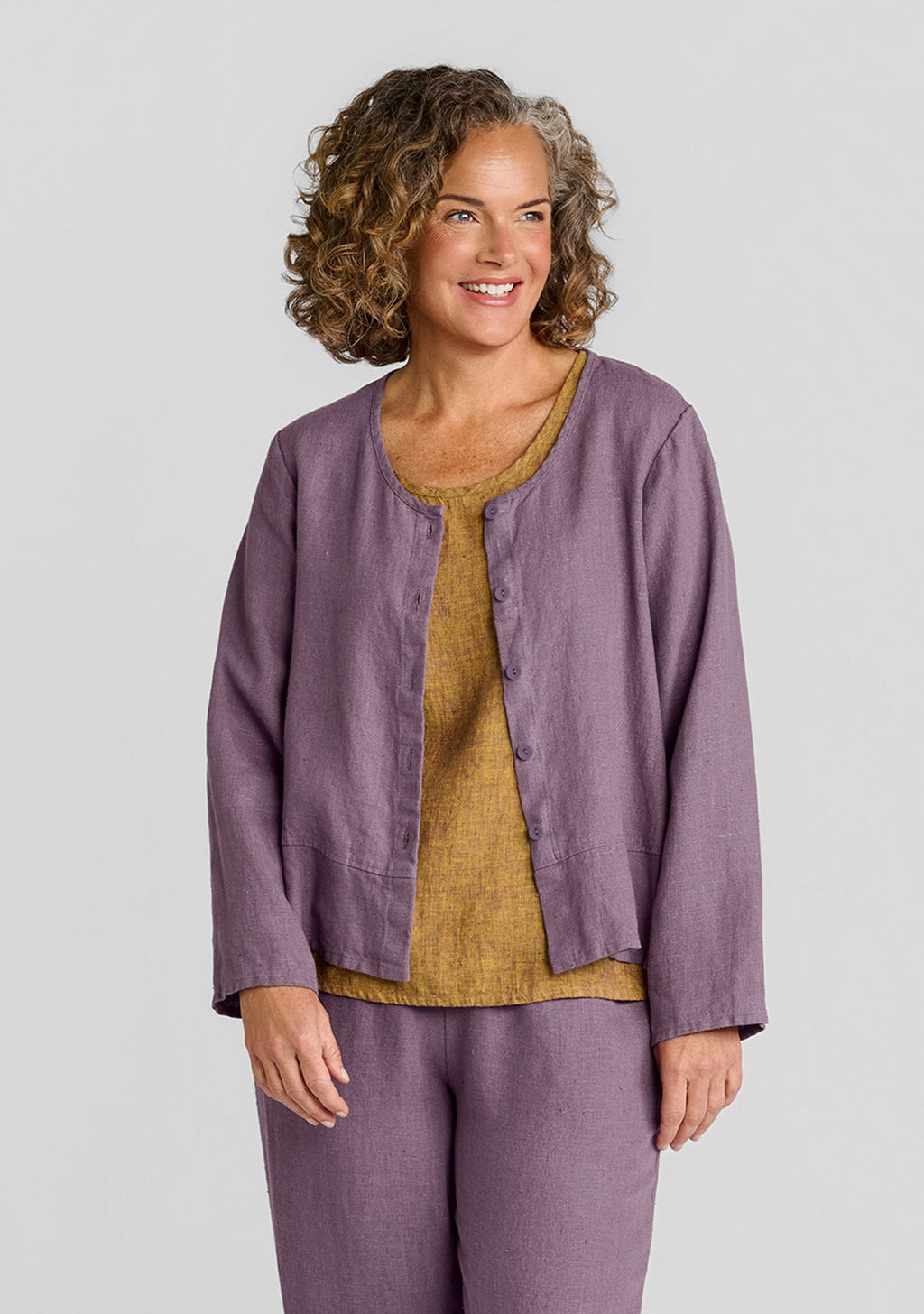 jolly jacket linen cardigan purple