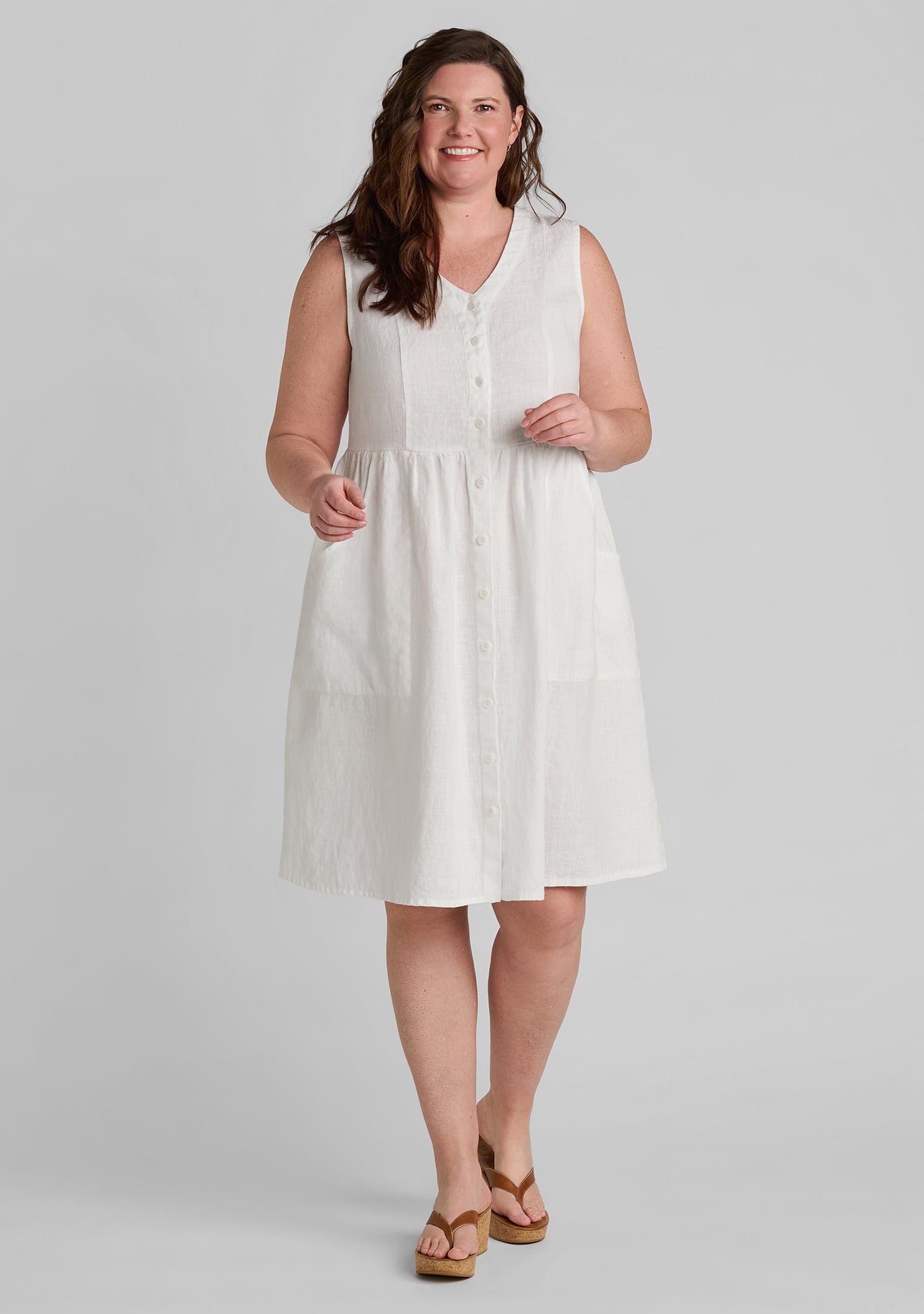 Joyful Dress - Sleeveless Linen Dress - Porcelain
