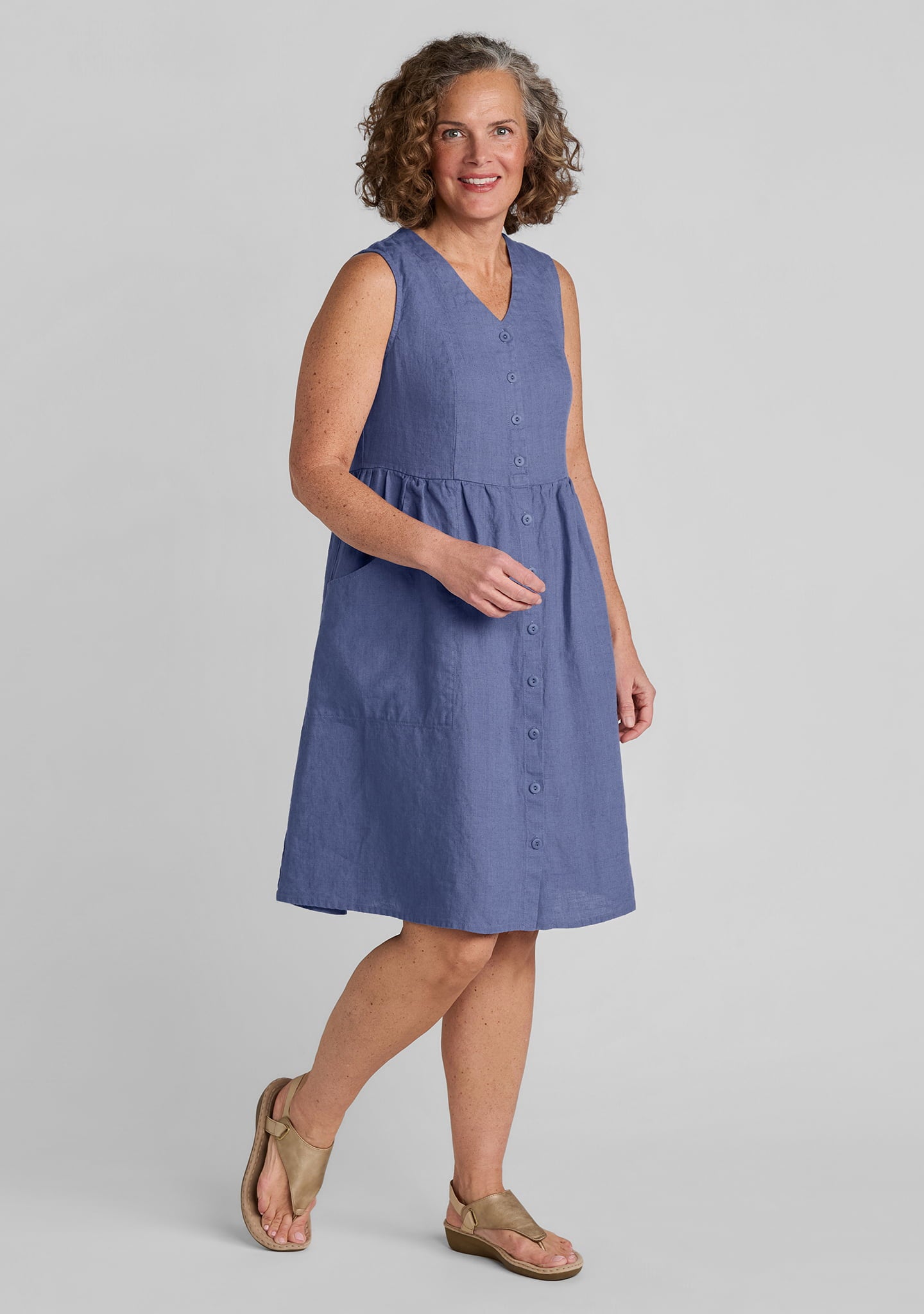 Joyful Dress - Sleeveless Linen Dress Sea Thistle / 3G Joyful Dress - Sleeveless Linen Dress Sea Thistle / 3G