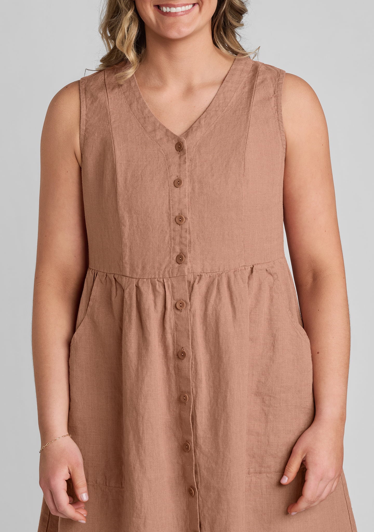 Joyful Dress - Sleeveless Linen Dress Porcelain / S Joyful Dress - Sleeveless Linen Dress Porcelain / S
