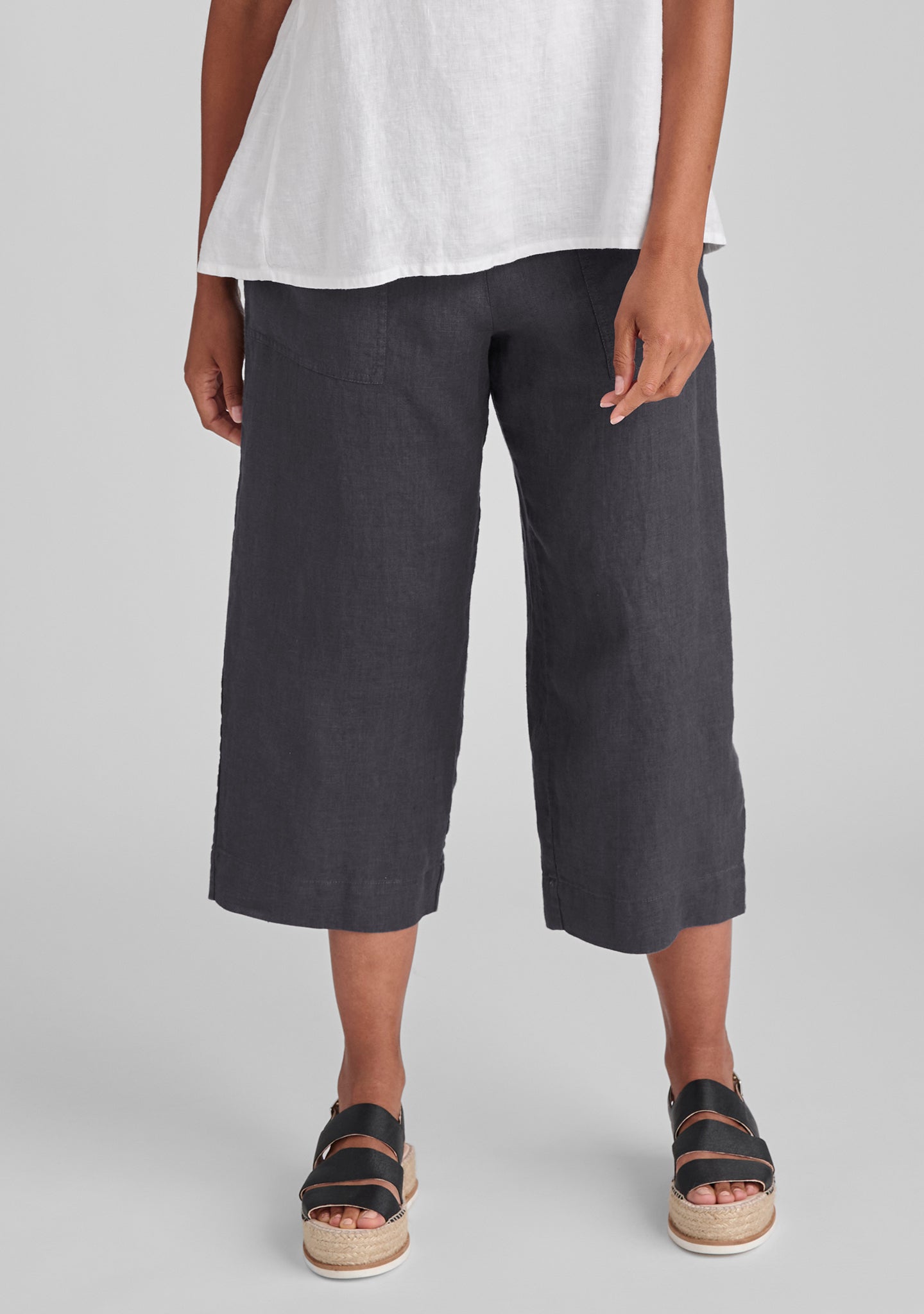 kate pant linen crop pants grey