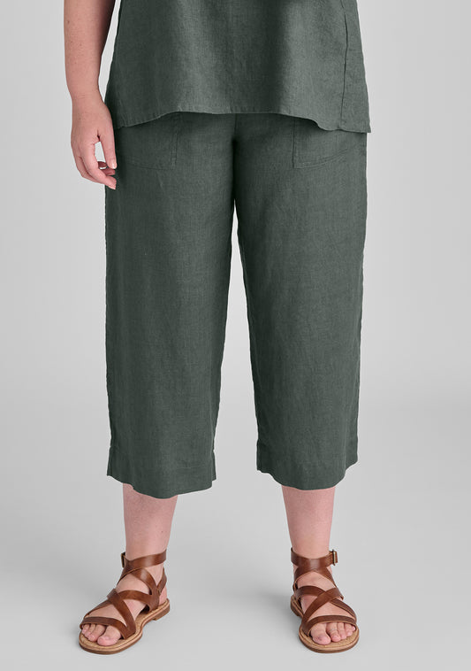 kate pant linen crop pants green