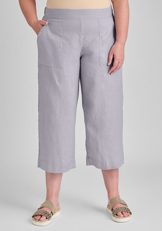 kate pant linen crop pants grey