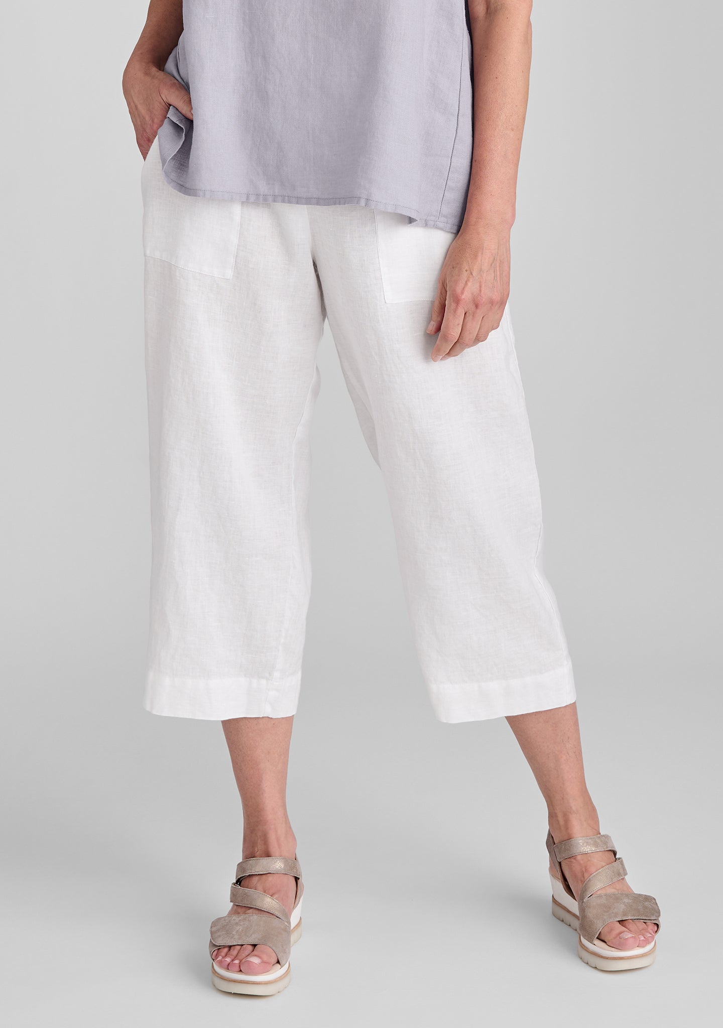 kate pant linen crop pants white