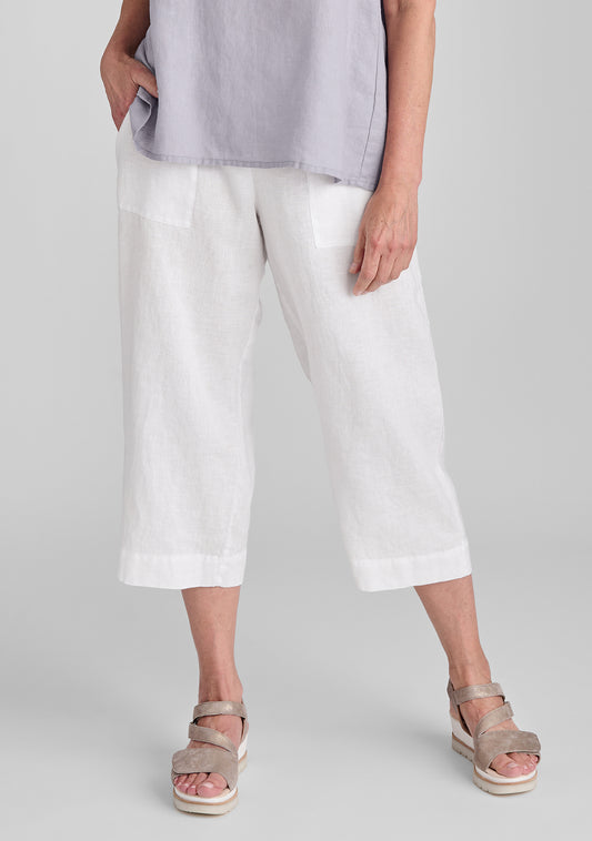 kate pant linen crop pants white