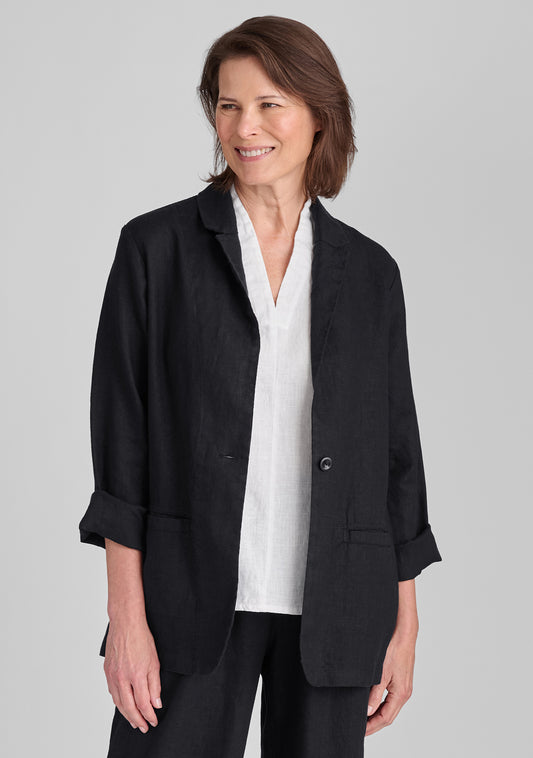 kates blazer linen jacket black