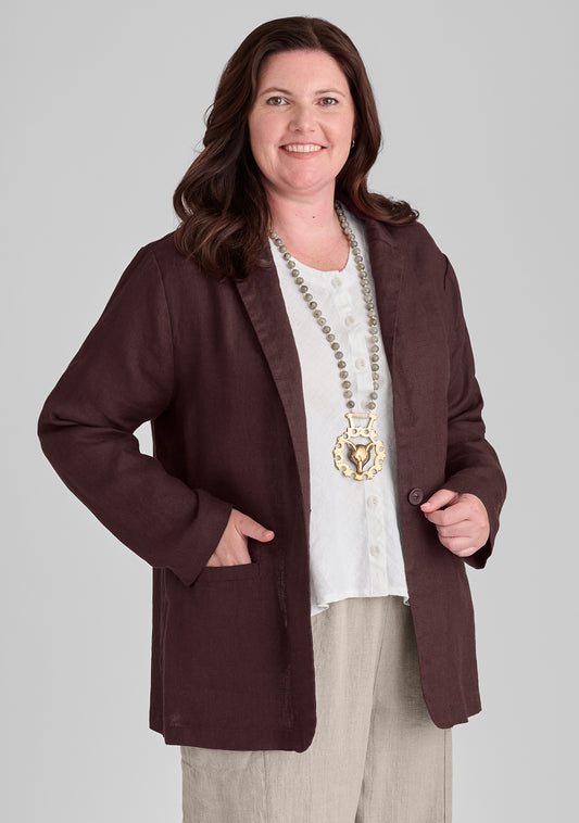 kates blazer linen jacket brown