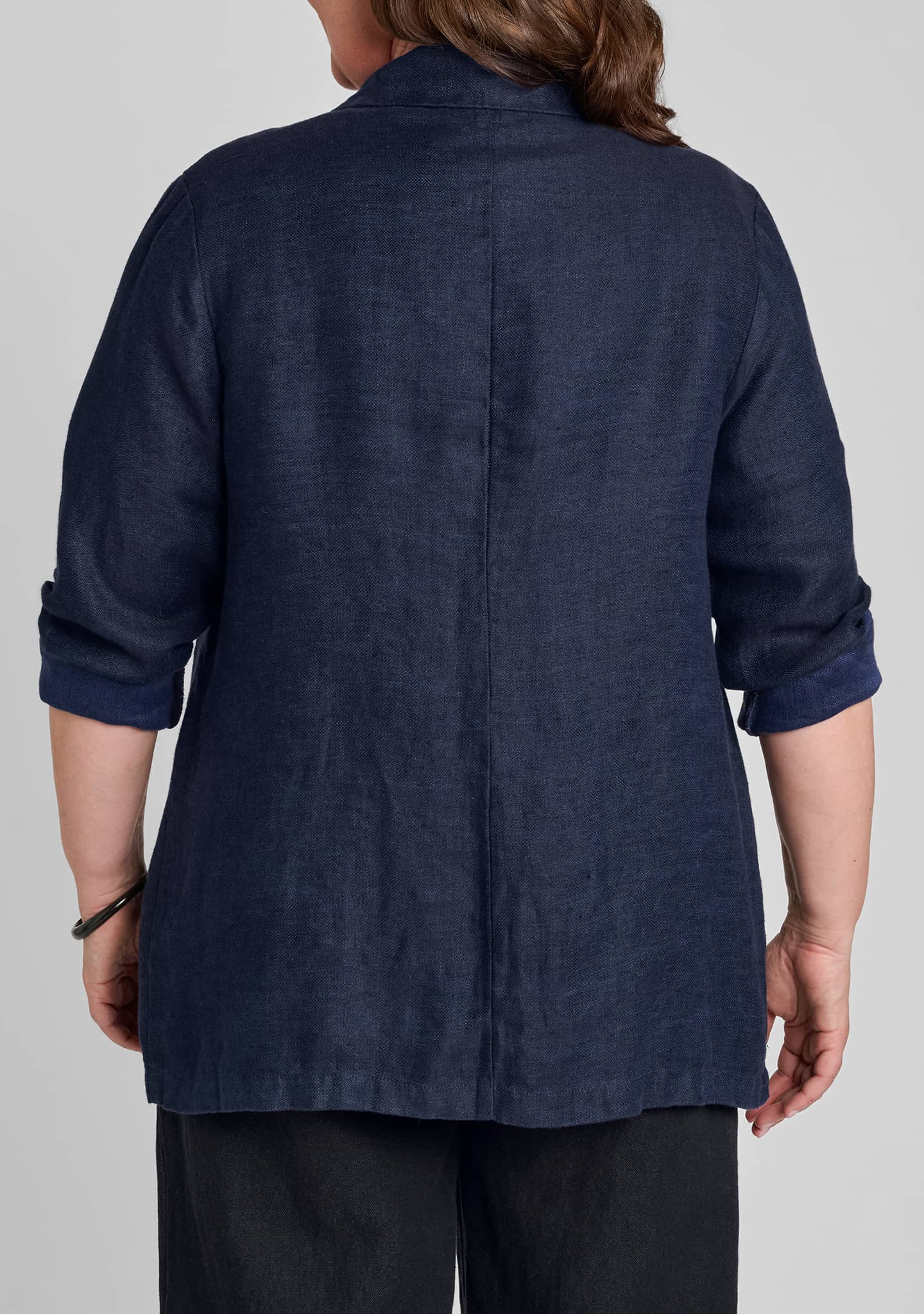 back view of blazer in blue