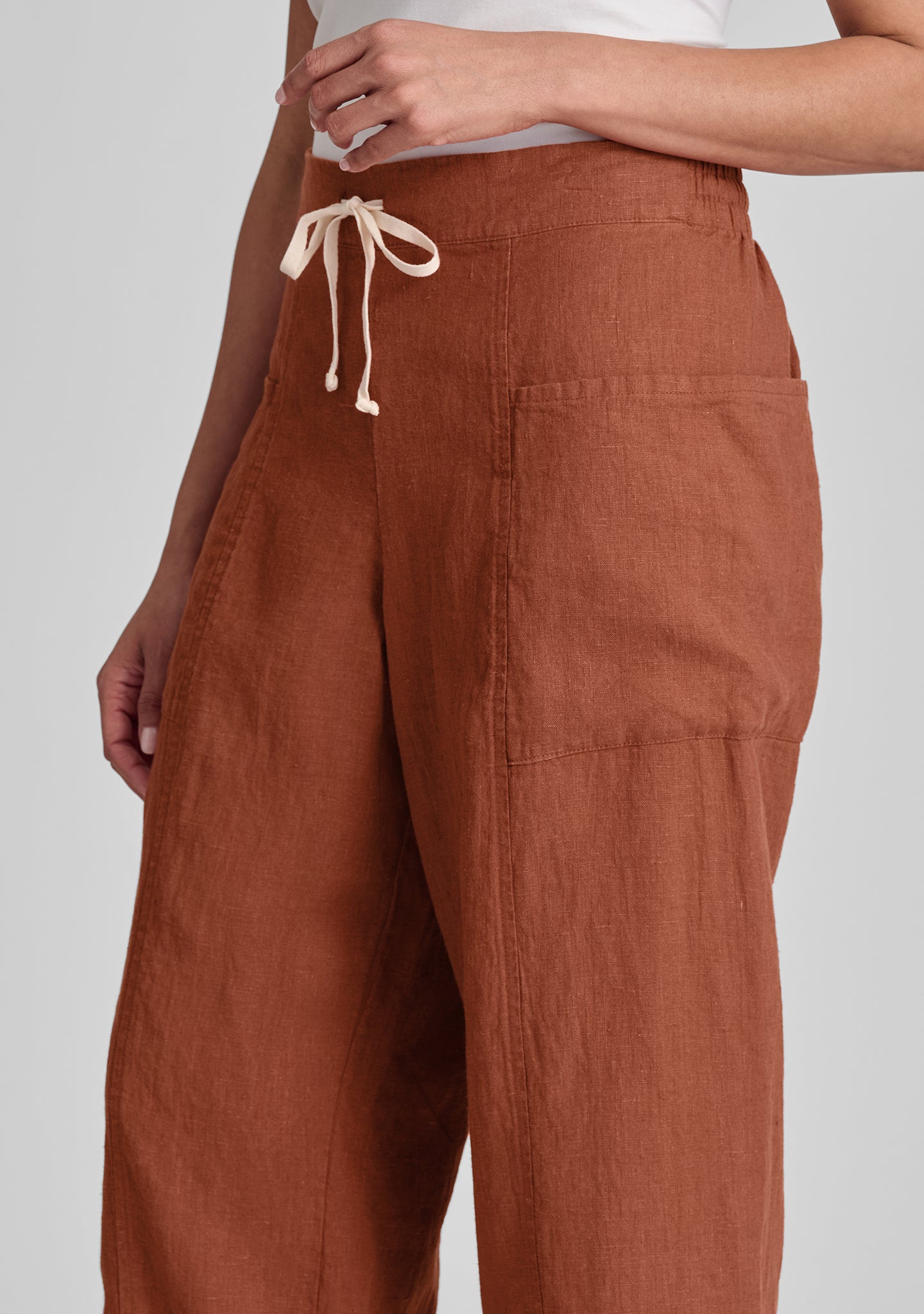keen pant linen drawstring pants details