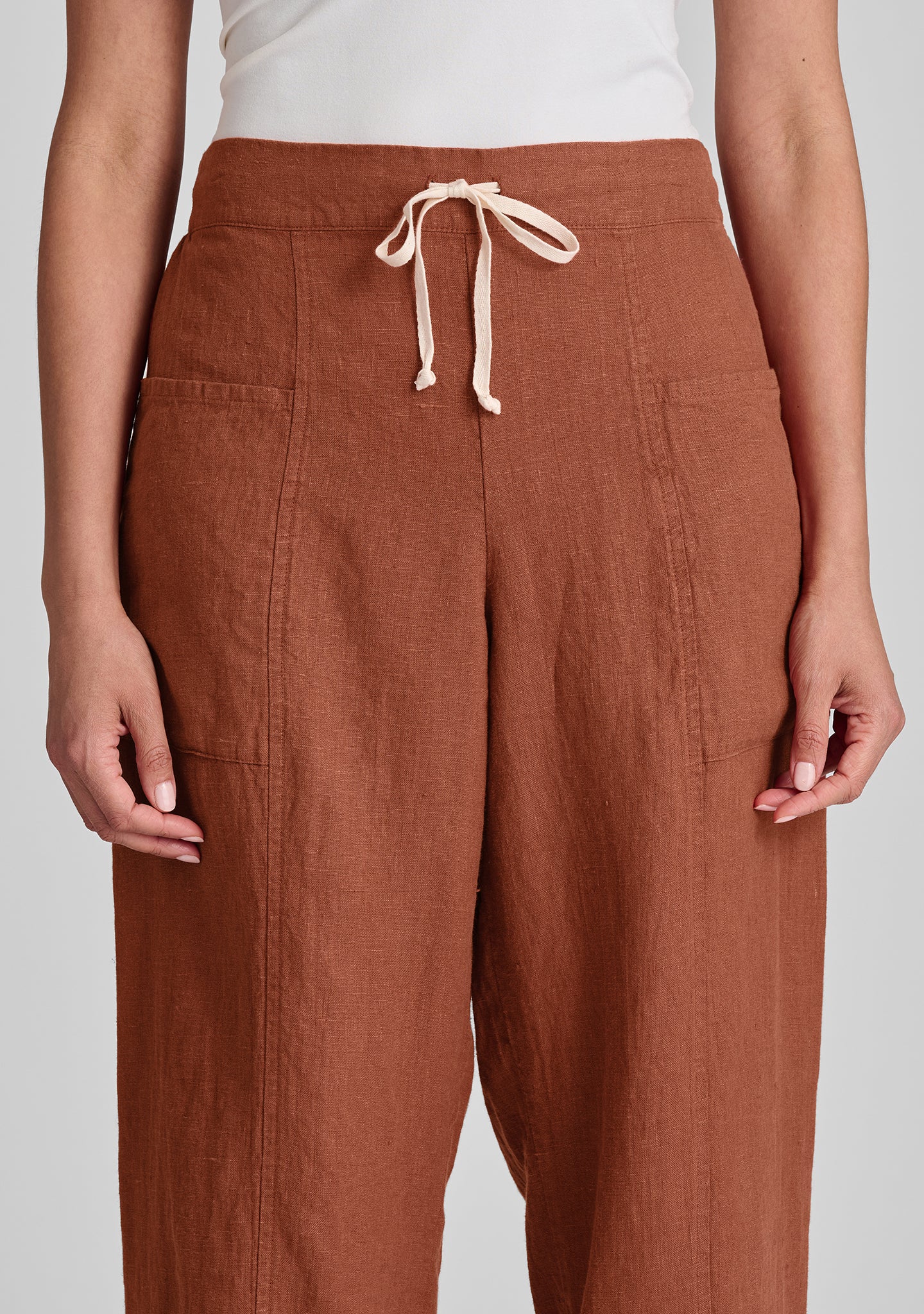 keen pant linen drawstring pants details