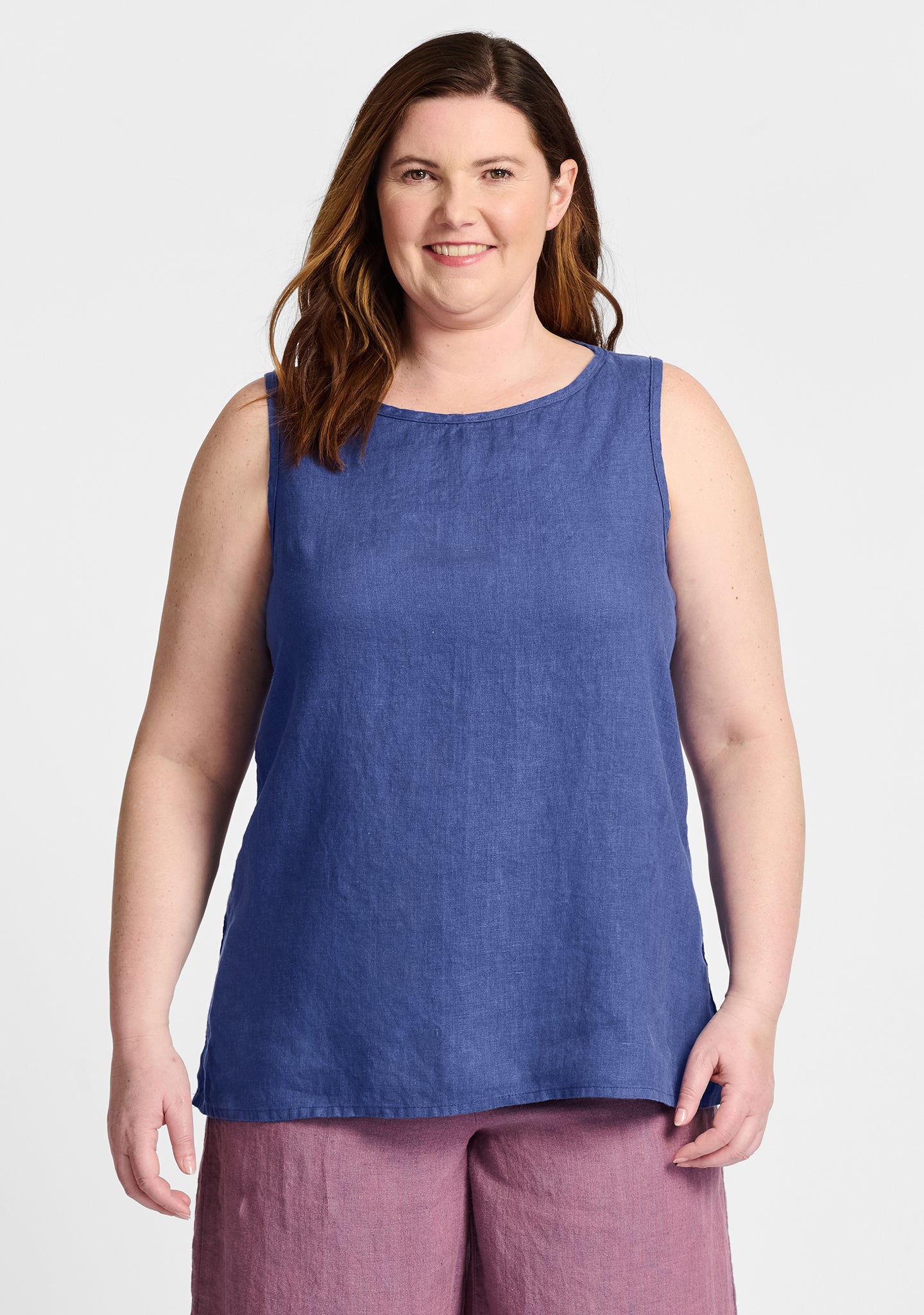 layer tank linen tank top blue