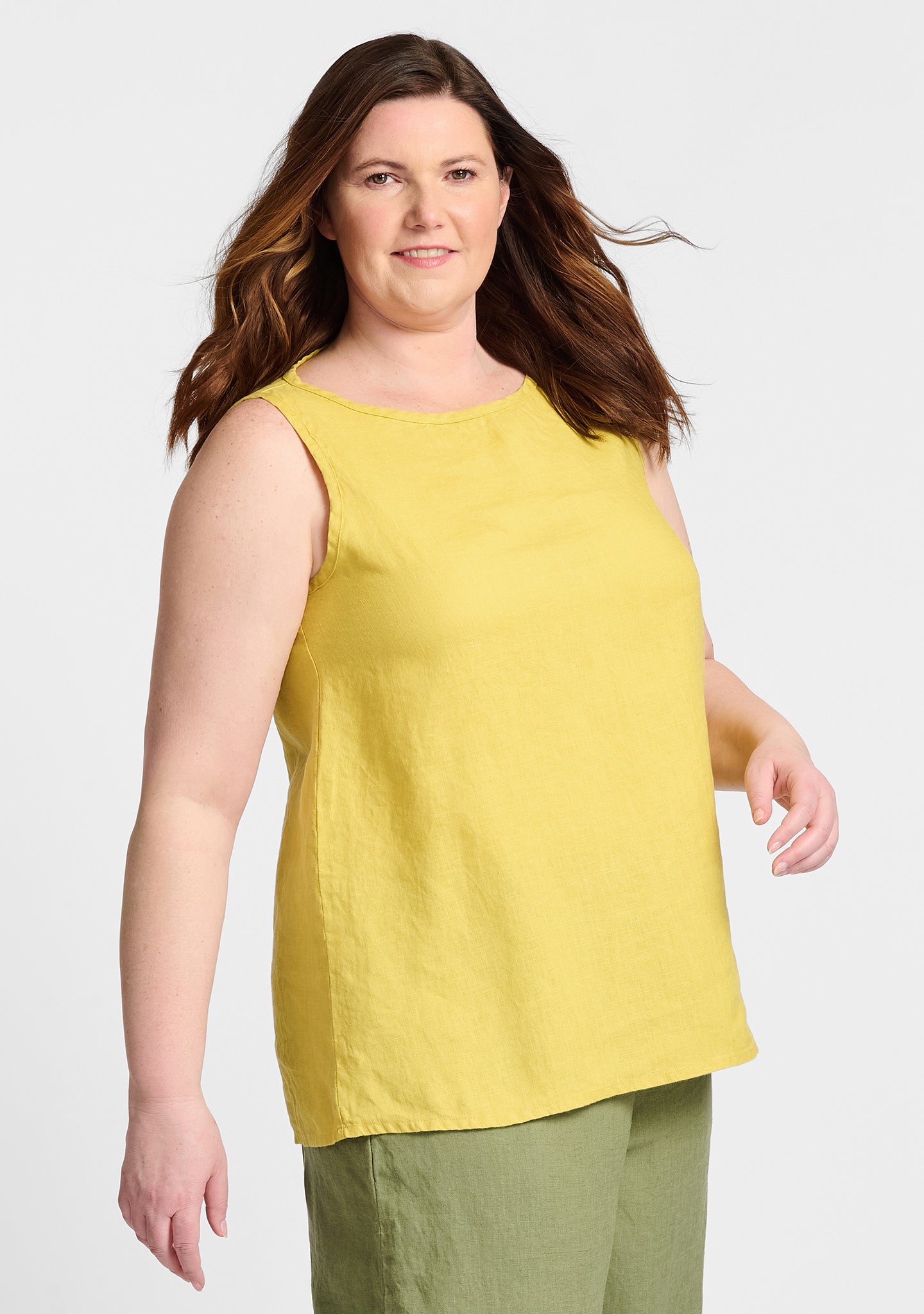 layer tank linen tank top yellow