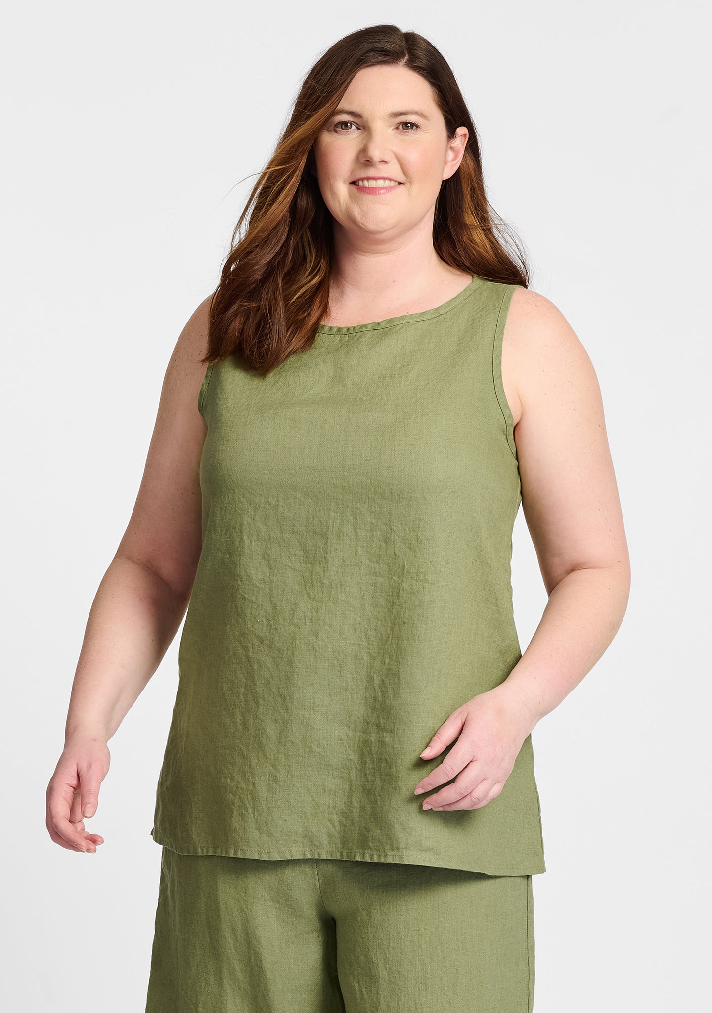 layer tank linen tank top green