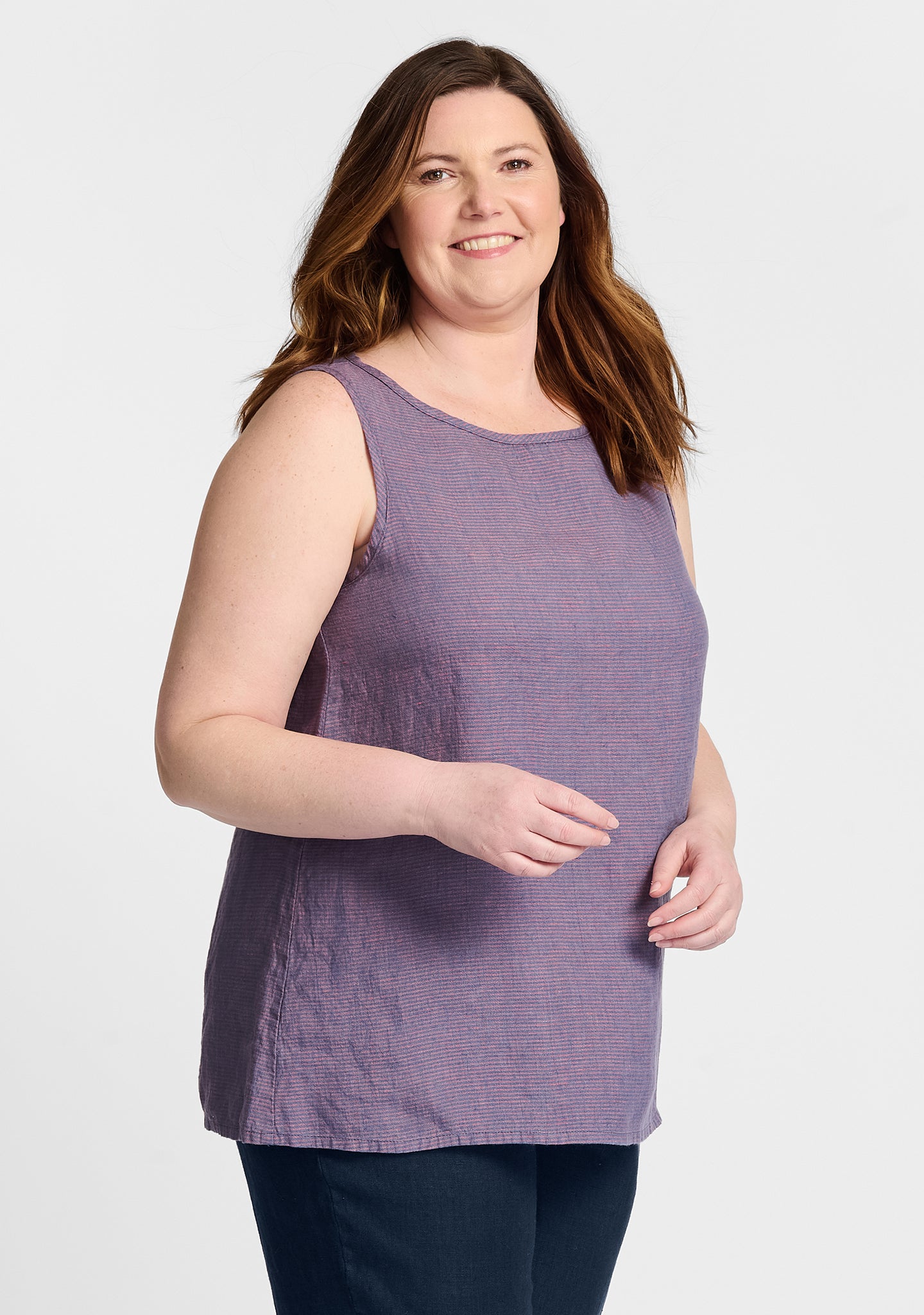 layer tank linen tank top purple