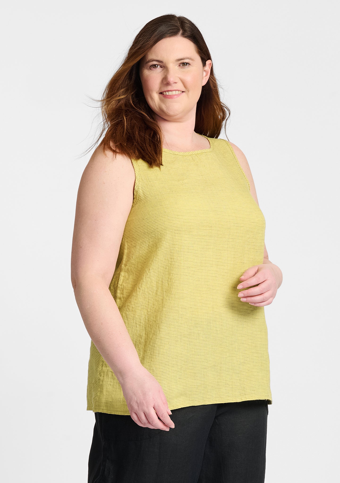 layer tank linen tank top yellow