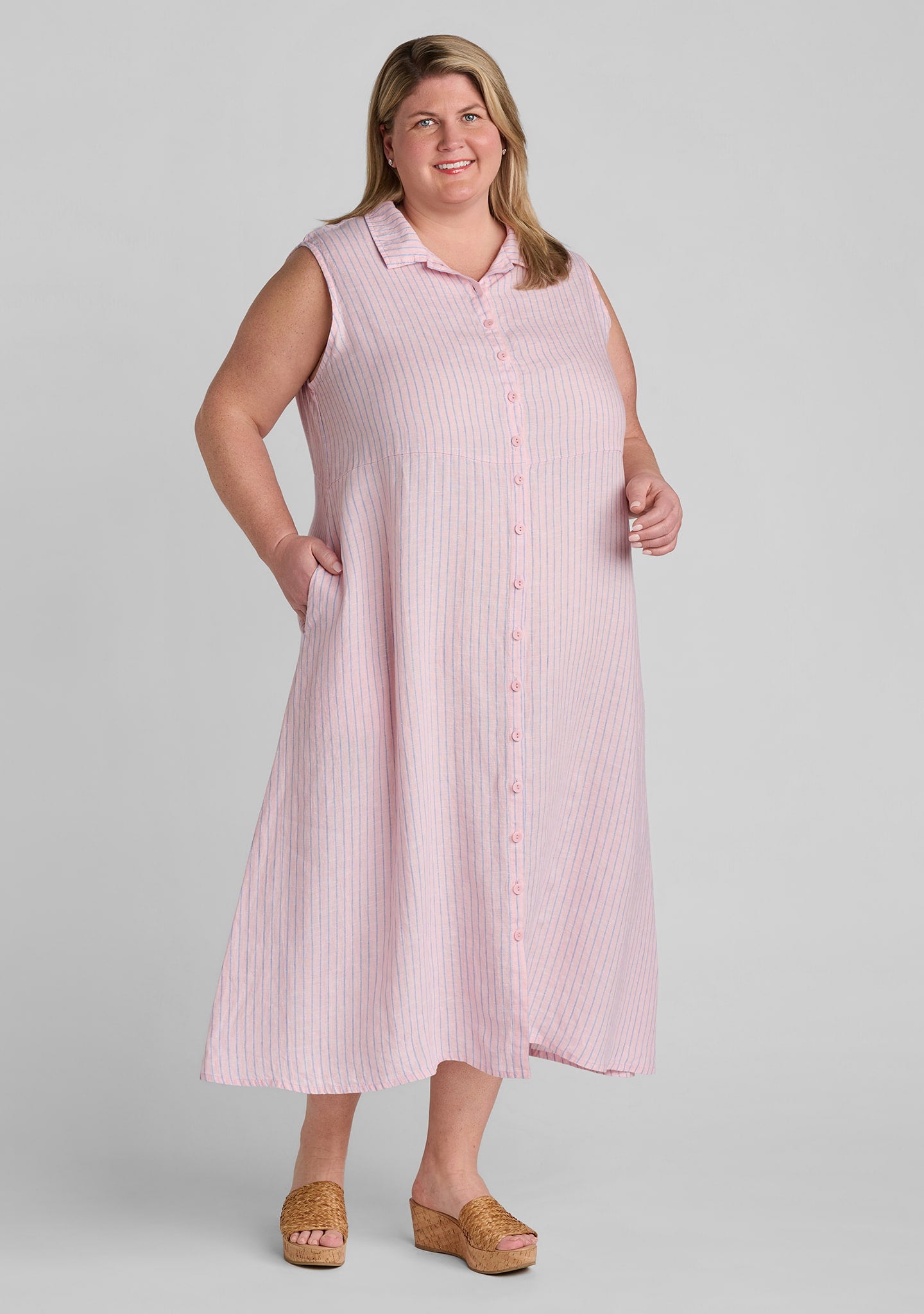 marlow dress sleeveless linen maxi dress pink