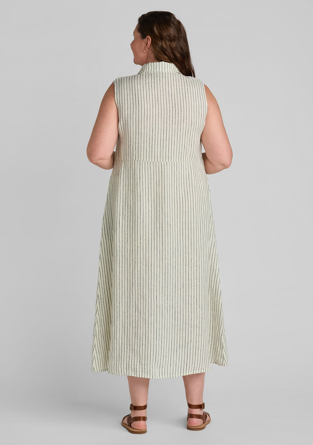 back view of linen maxi dress