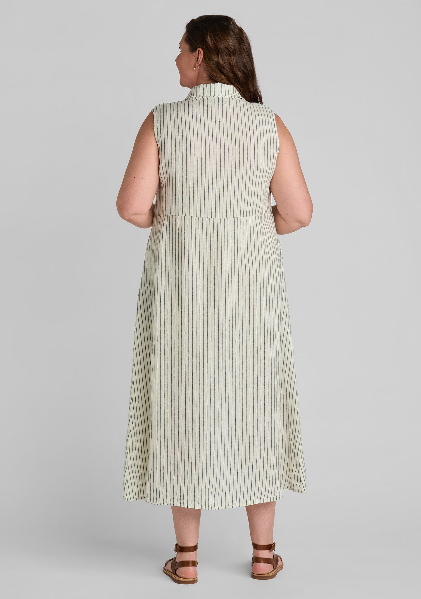 back view of linen maxi dress